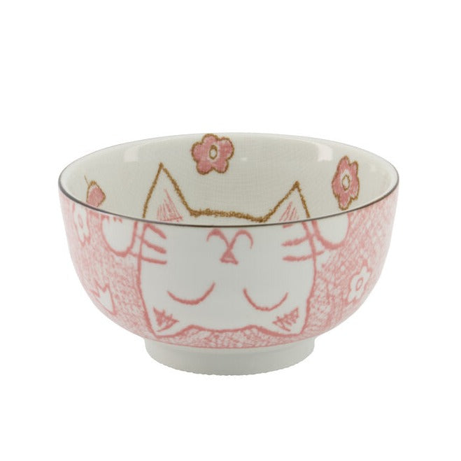 Kawaii Cat Neko Tayo skål, Pink - 300 ml