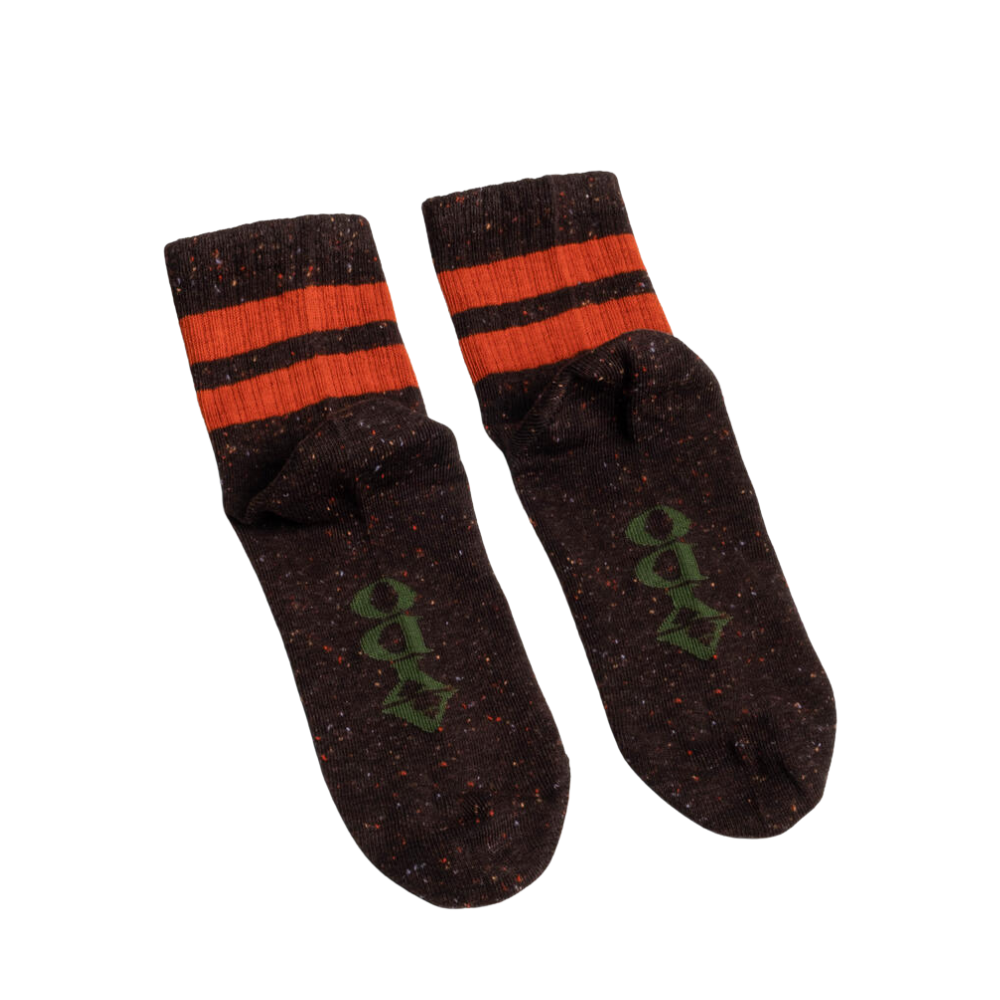 Antwerpen strømper - Dark Brown NEPS/Red Orange