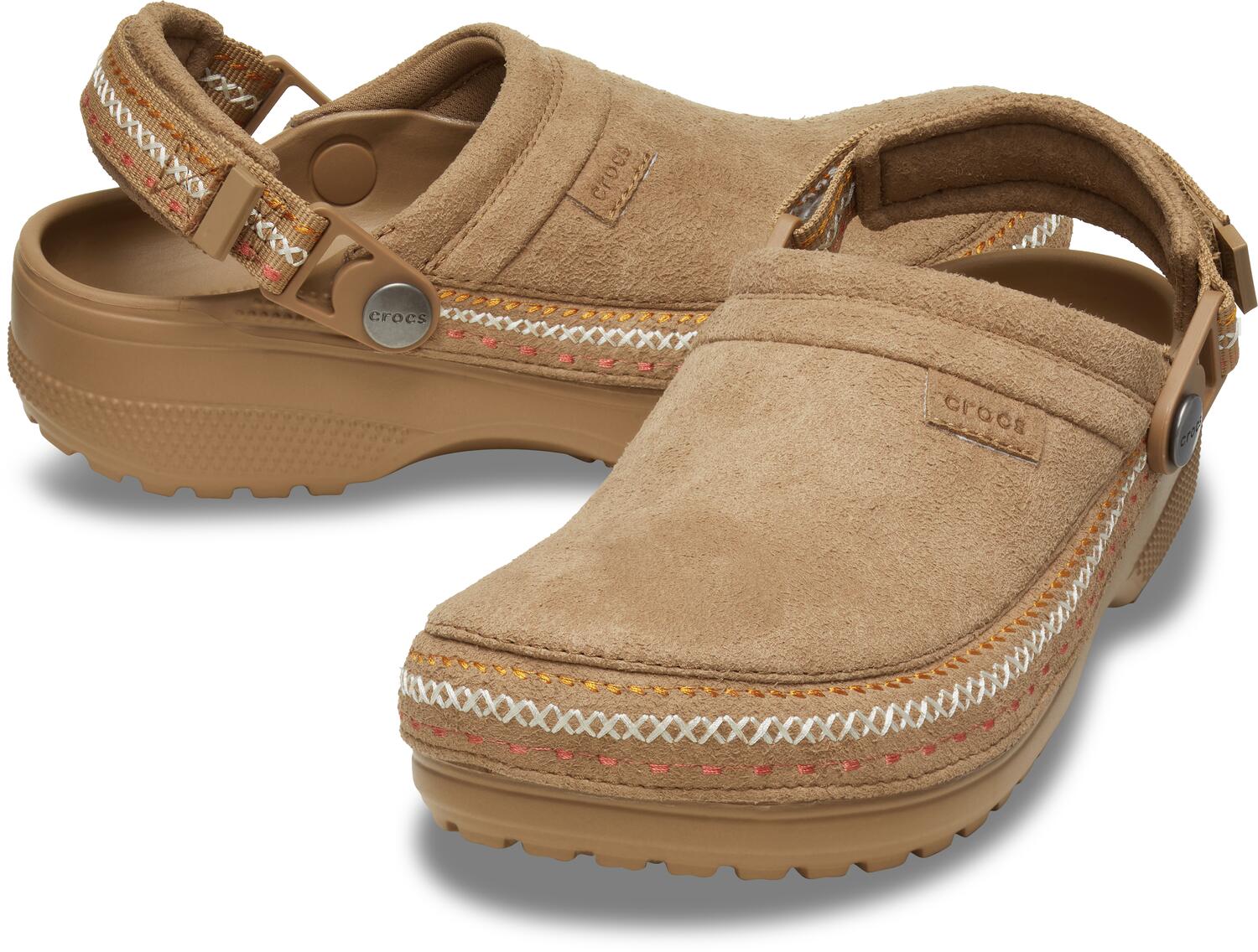 Crafted Vegan Suede Stitch clogs - Sepia
