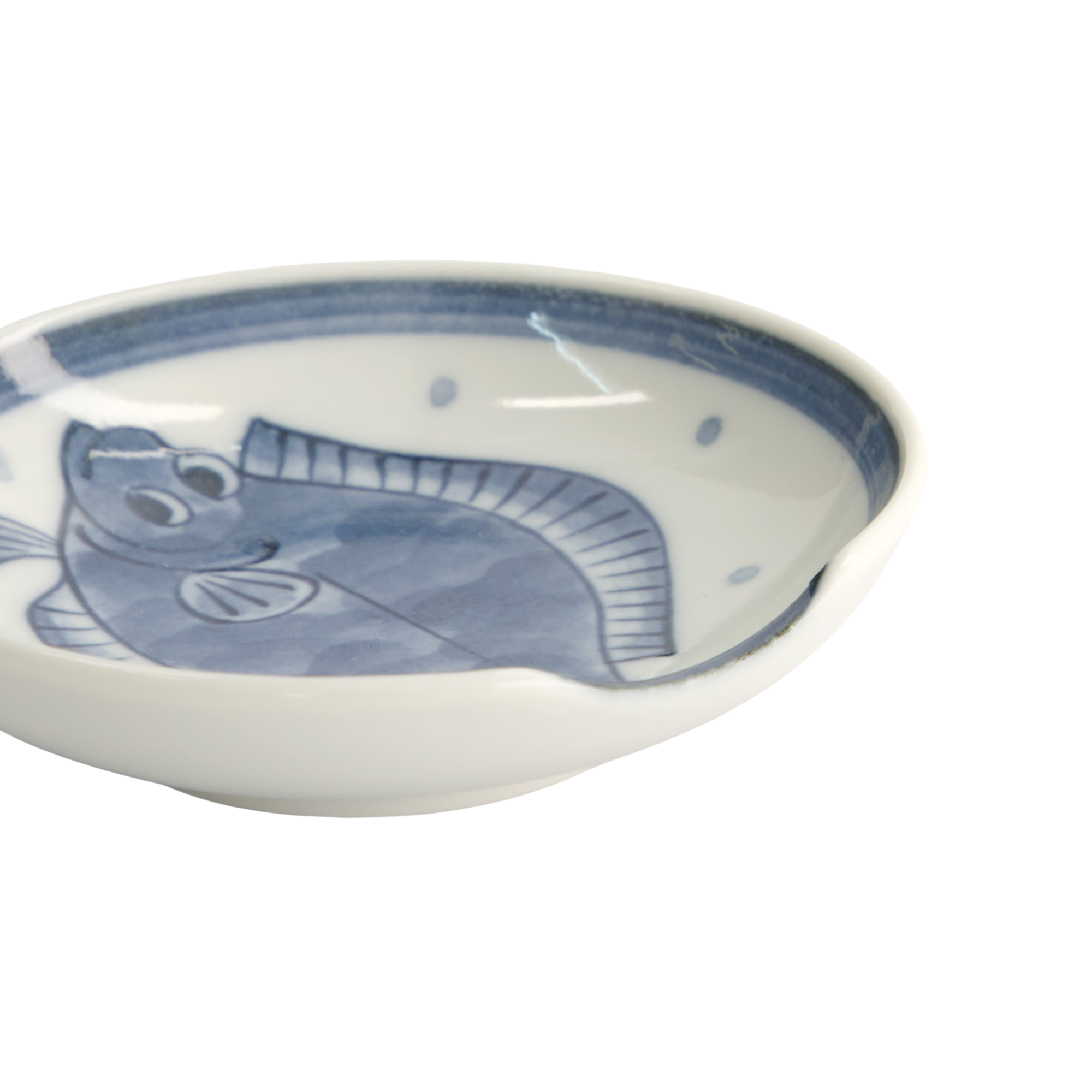 Sole skål med spisepindeholder, blå/hvid - Ø9,4 cm.