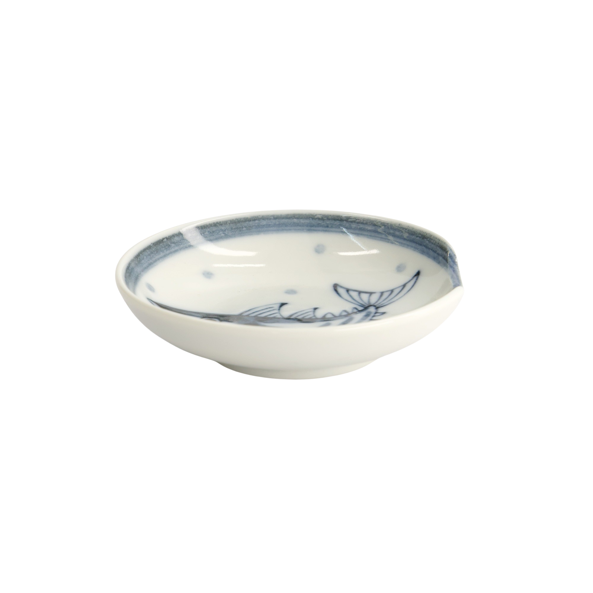 Bonito skål med spisepindeholder, blå/hvid - Ø9,4 cm.