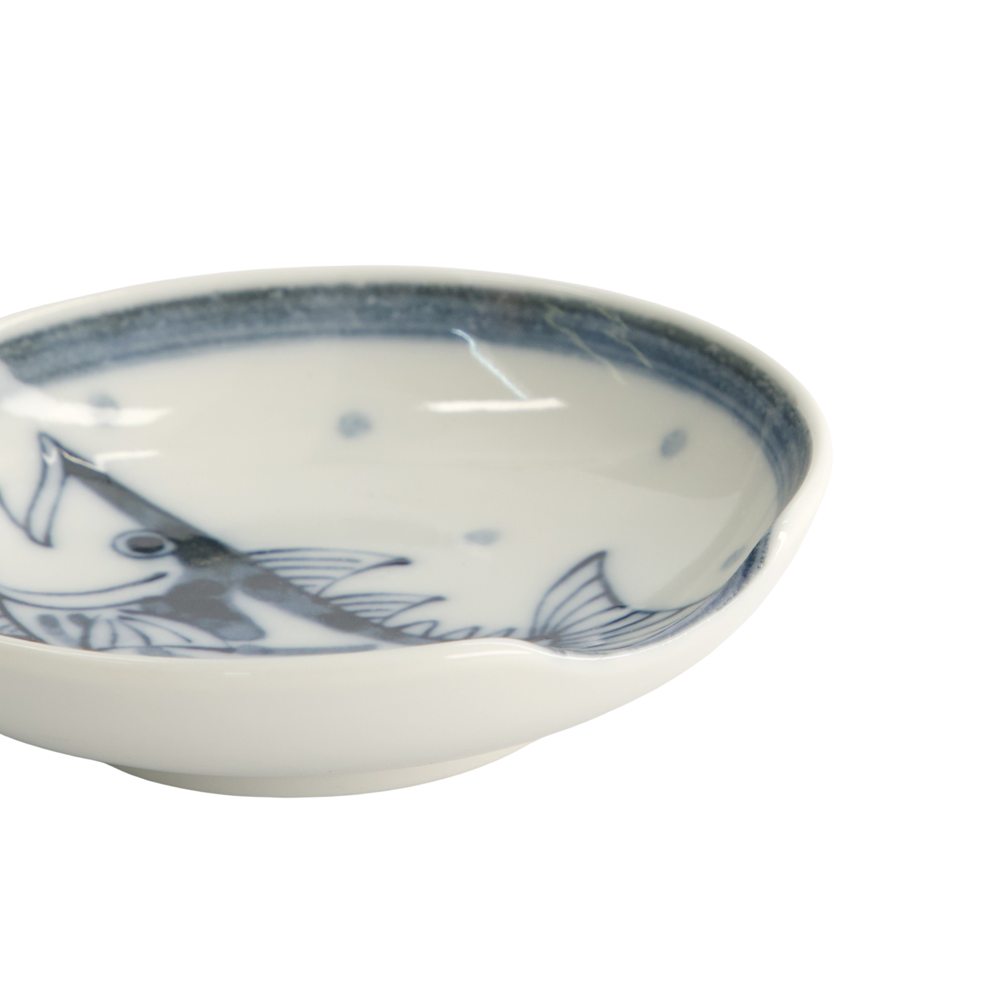 Bonito skål med spisepindeholder, blå/hvid - Ø9,4 cm.