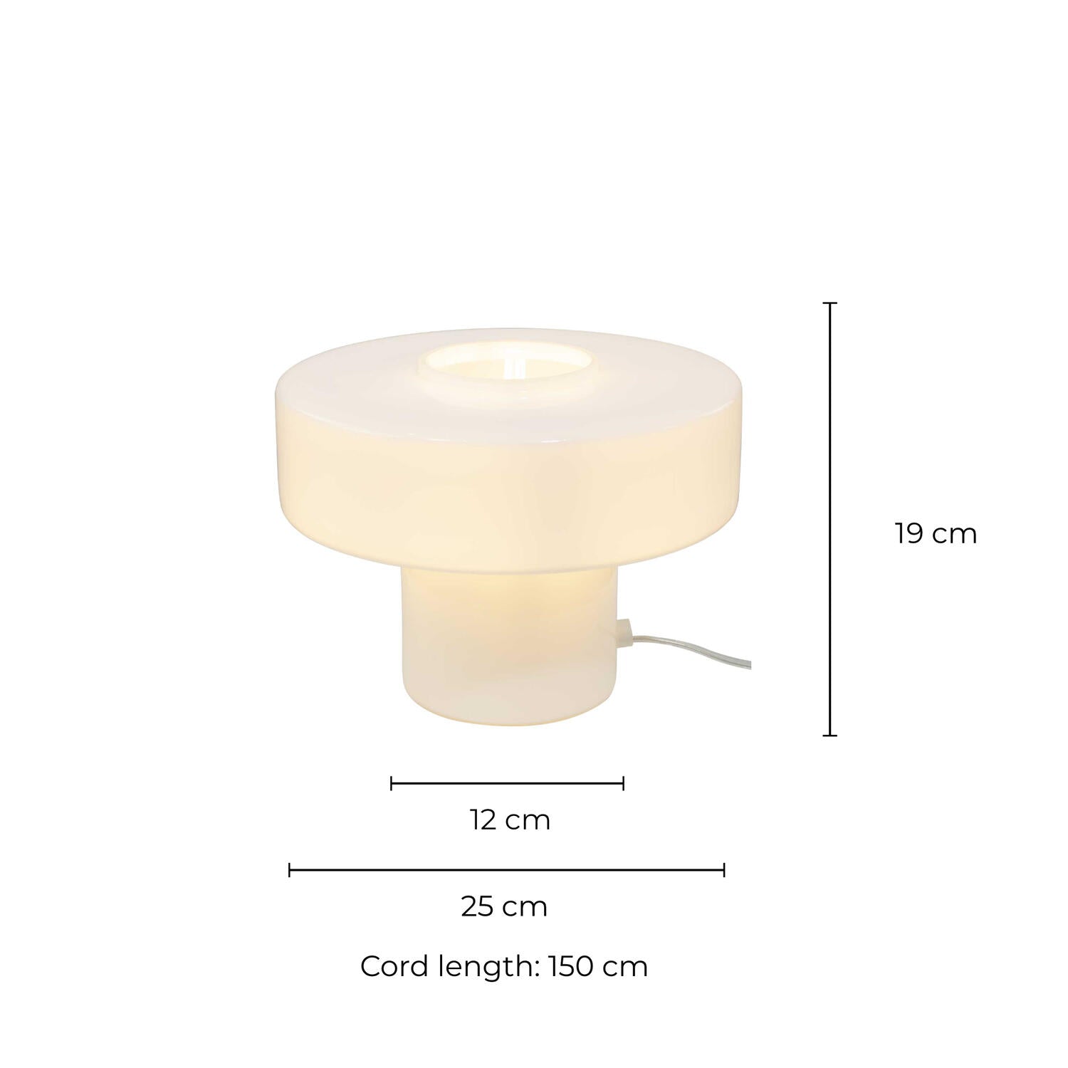 Foza bordlampe, H19 cm - hvidt glas