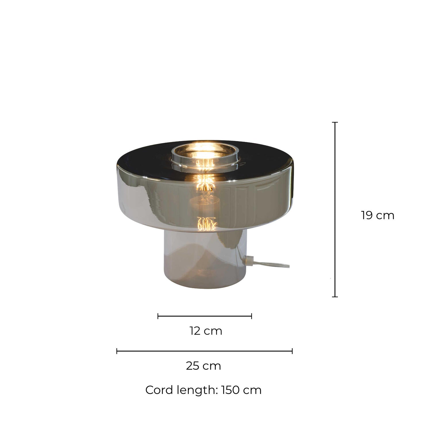 Foza bordlampe, H19 cm - kromfarvet glas