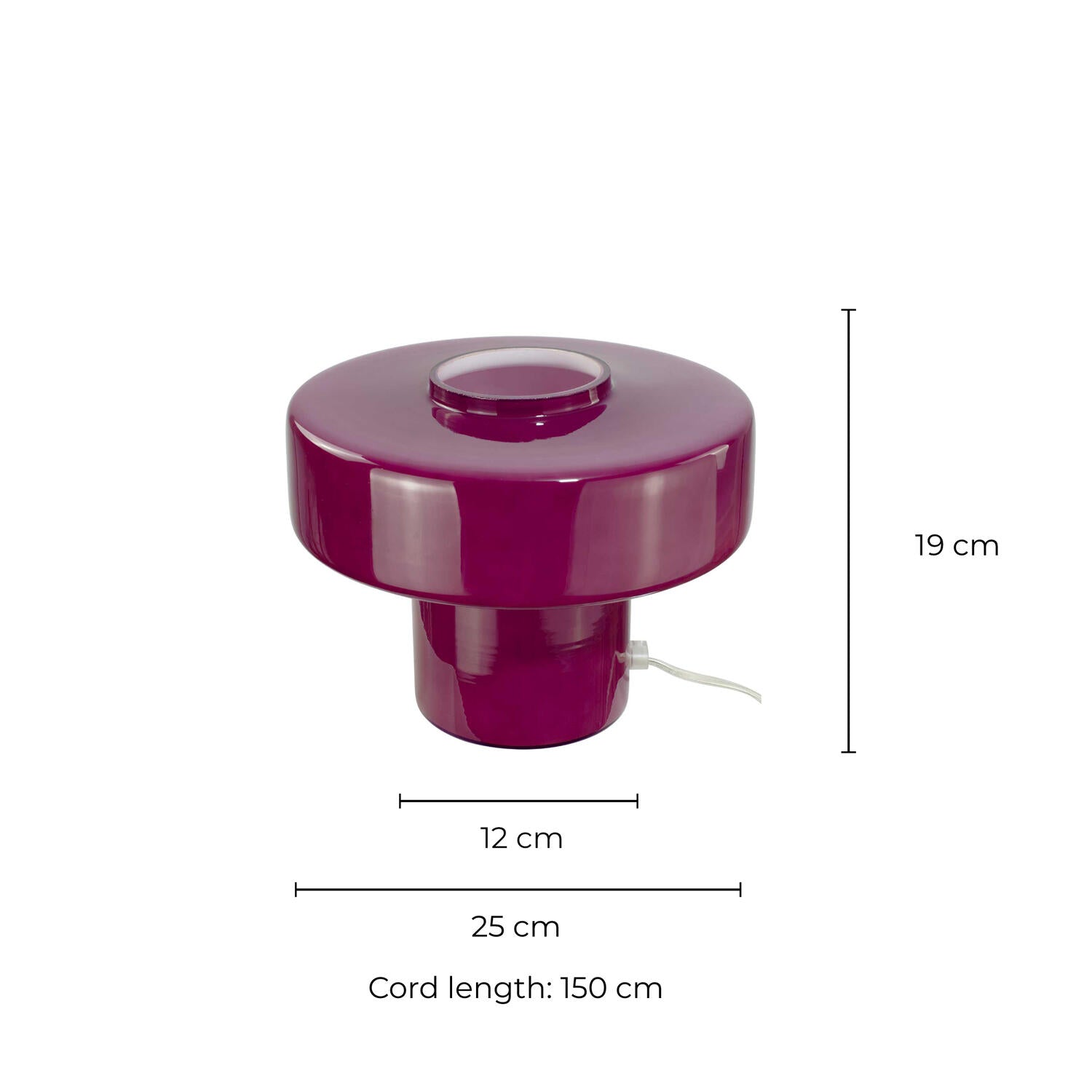 Foza bordlampe, H19 cm - aubergine glas