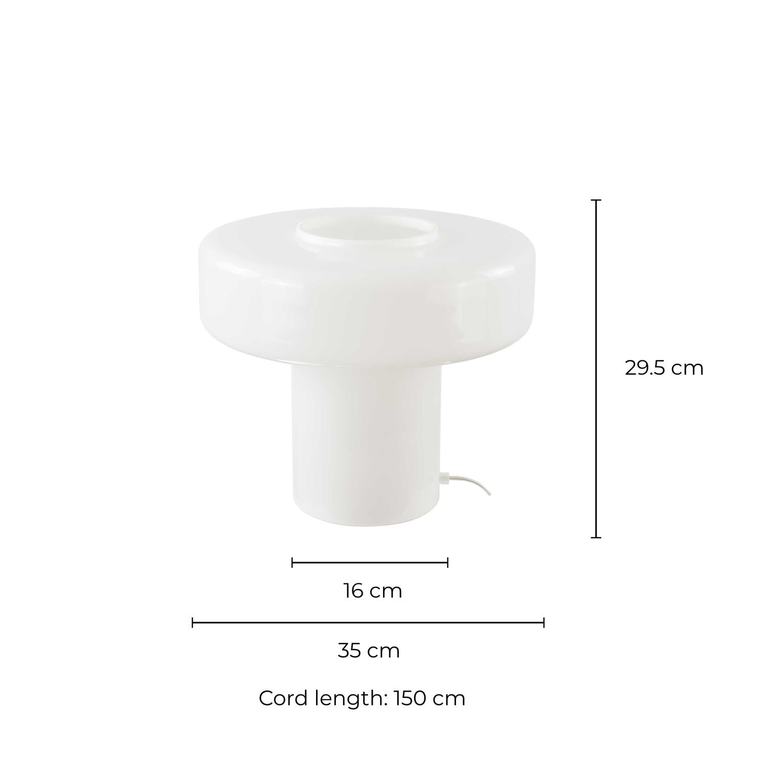 Foza Maxi bordlampe, H29,5 cm - hvidt glas