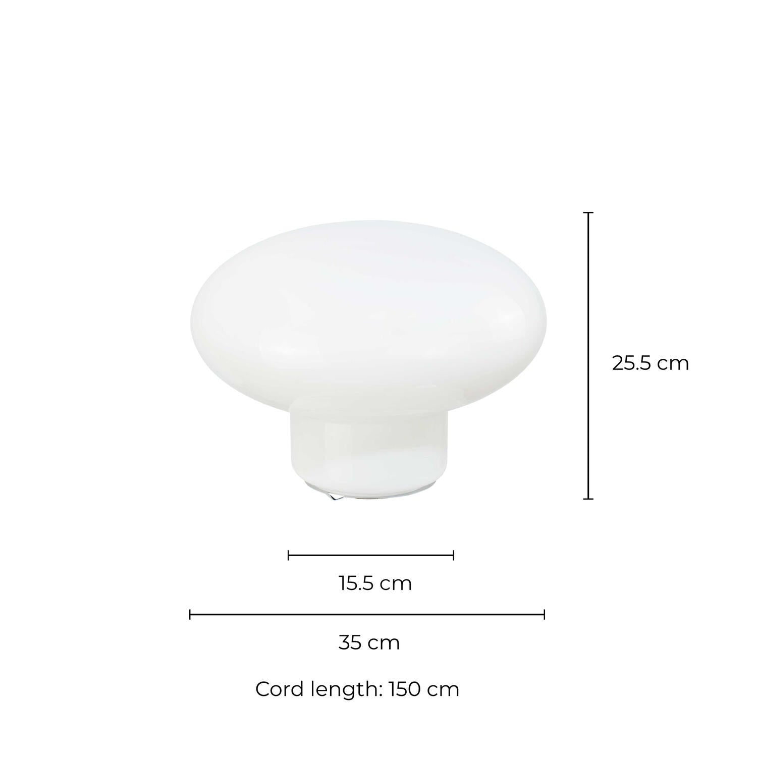 Ovalie XXL bordlampe, H25,5 cm - hvidt trelagsglas