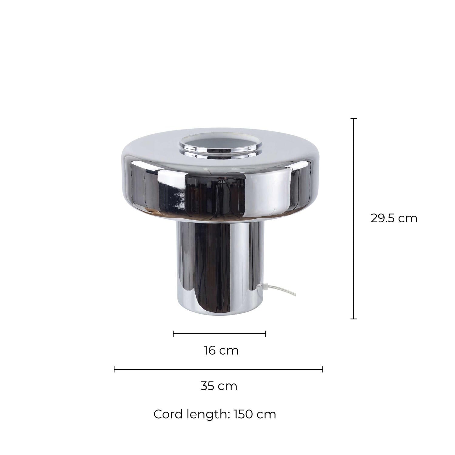 Foza Maxi bordlampe, H29,5 cm - kromfarvet glas