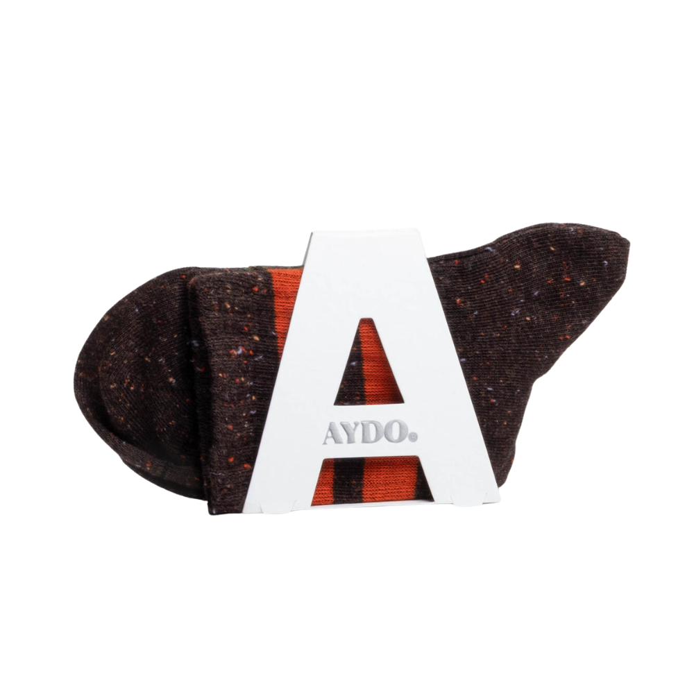 Antwerpen strømper - Dark Brown NEPS/Red Orange