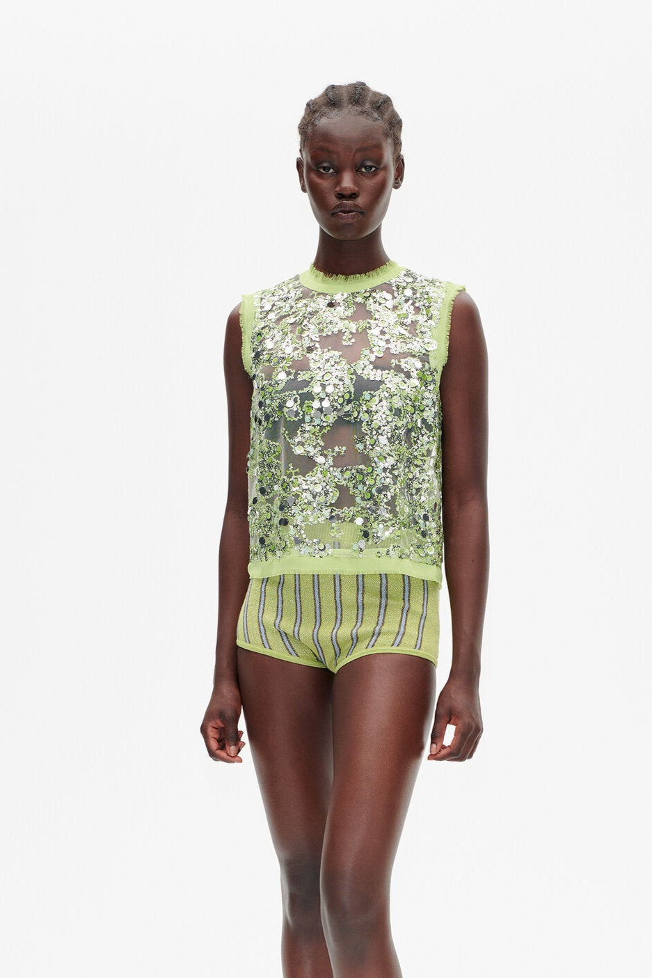 Manira paillettop - Herbal Garden Sequins