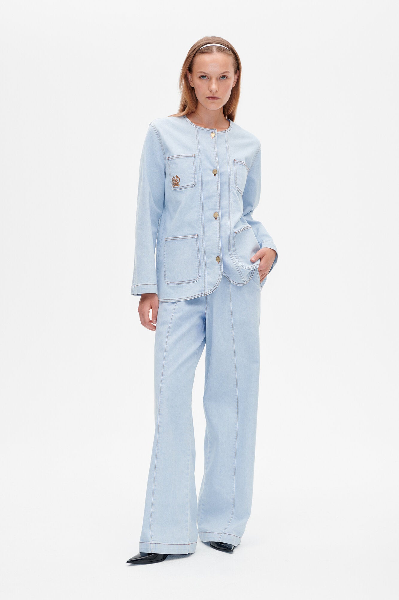 Noiella wide leg jeans - Azurine Blue Patch