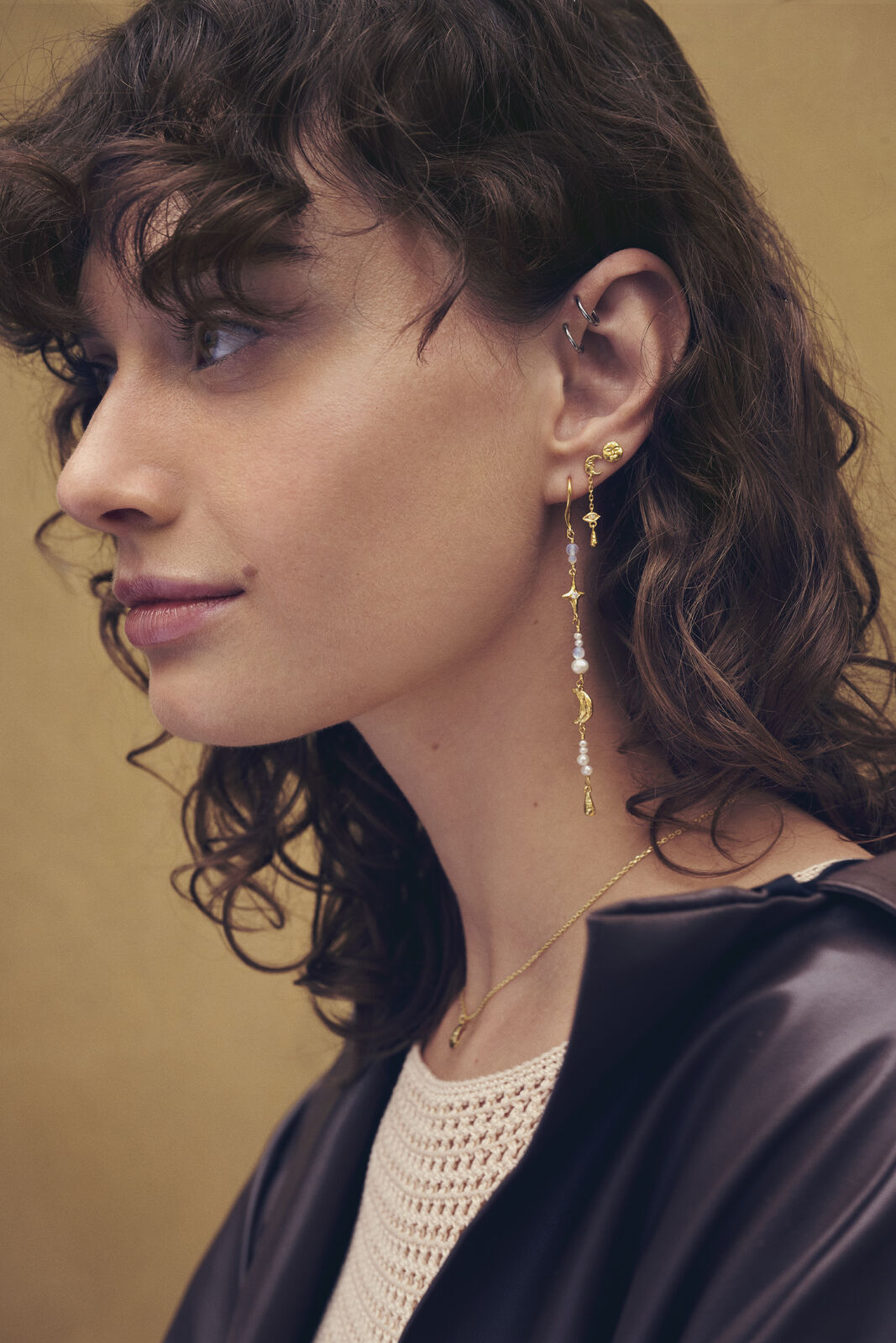 Beatrice hængeøreringe - forgyldt