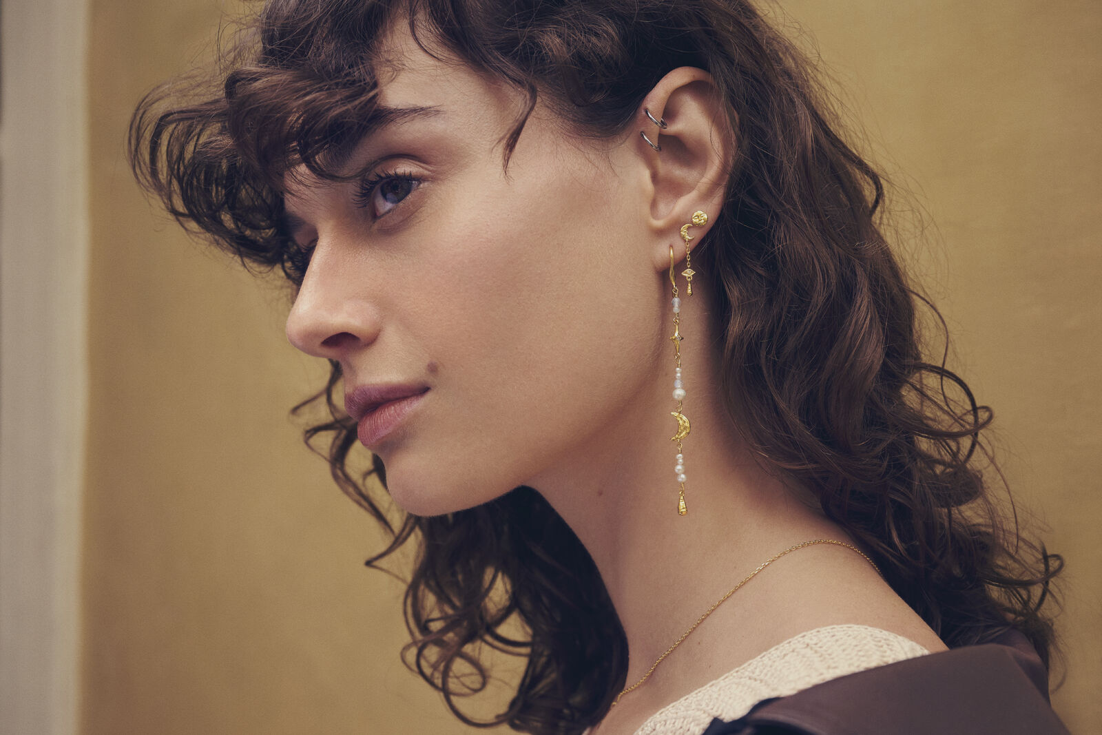 Beatrice hængeøreringe - forgyldt