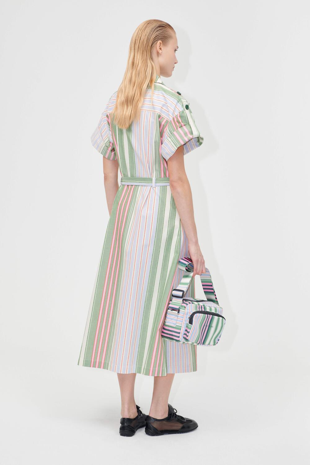 Workwear midi kjole - Forest Stripe
