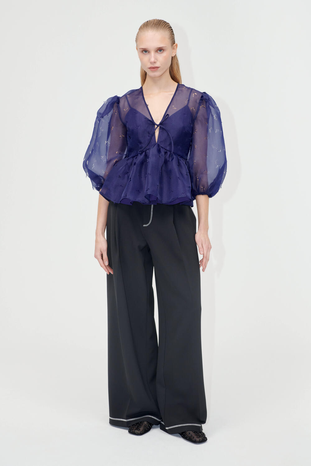 Long Bow bluse - Ditzy Floral