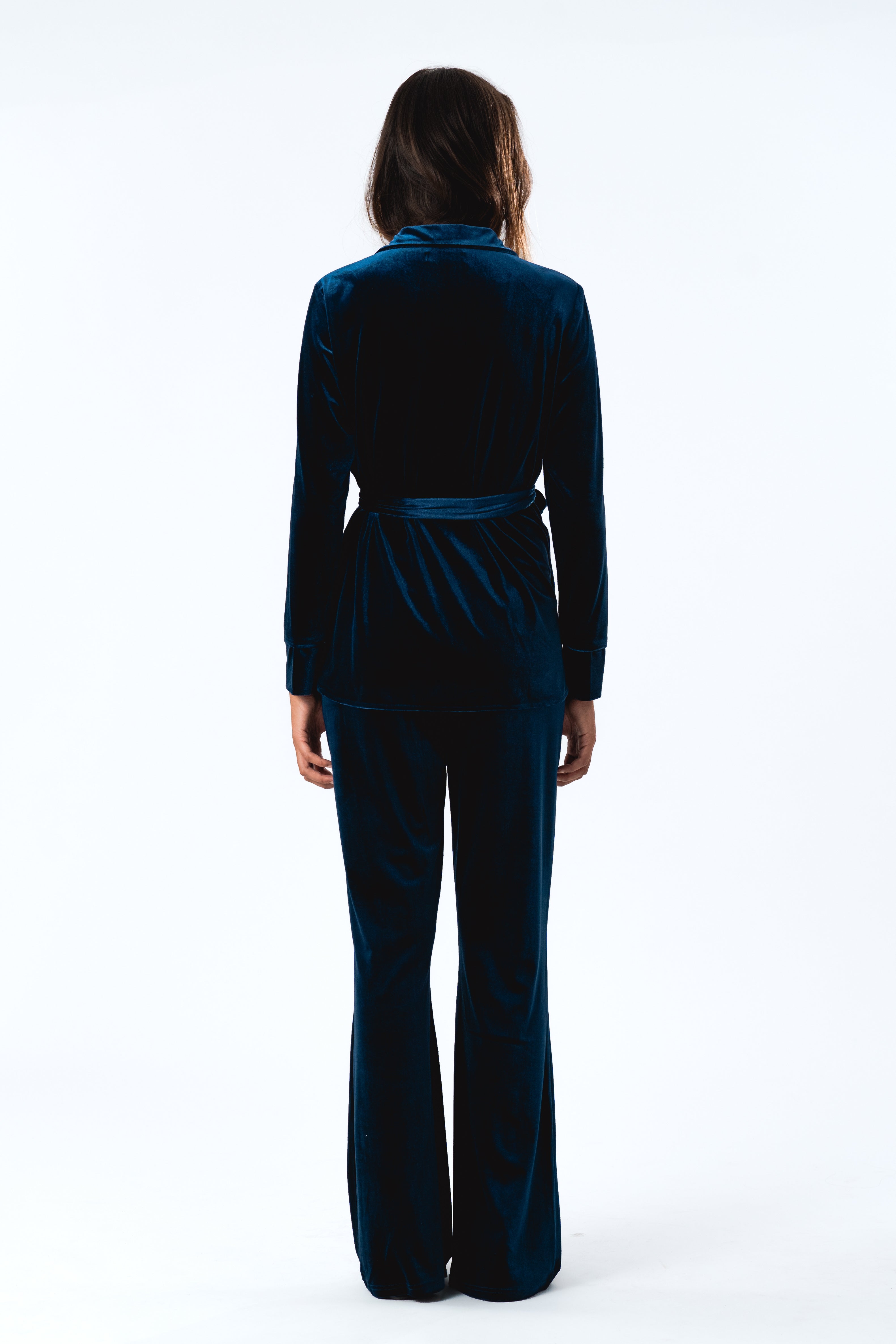 Caseyll velourbukser - mørkeblå