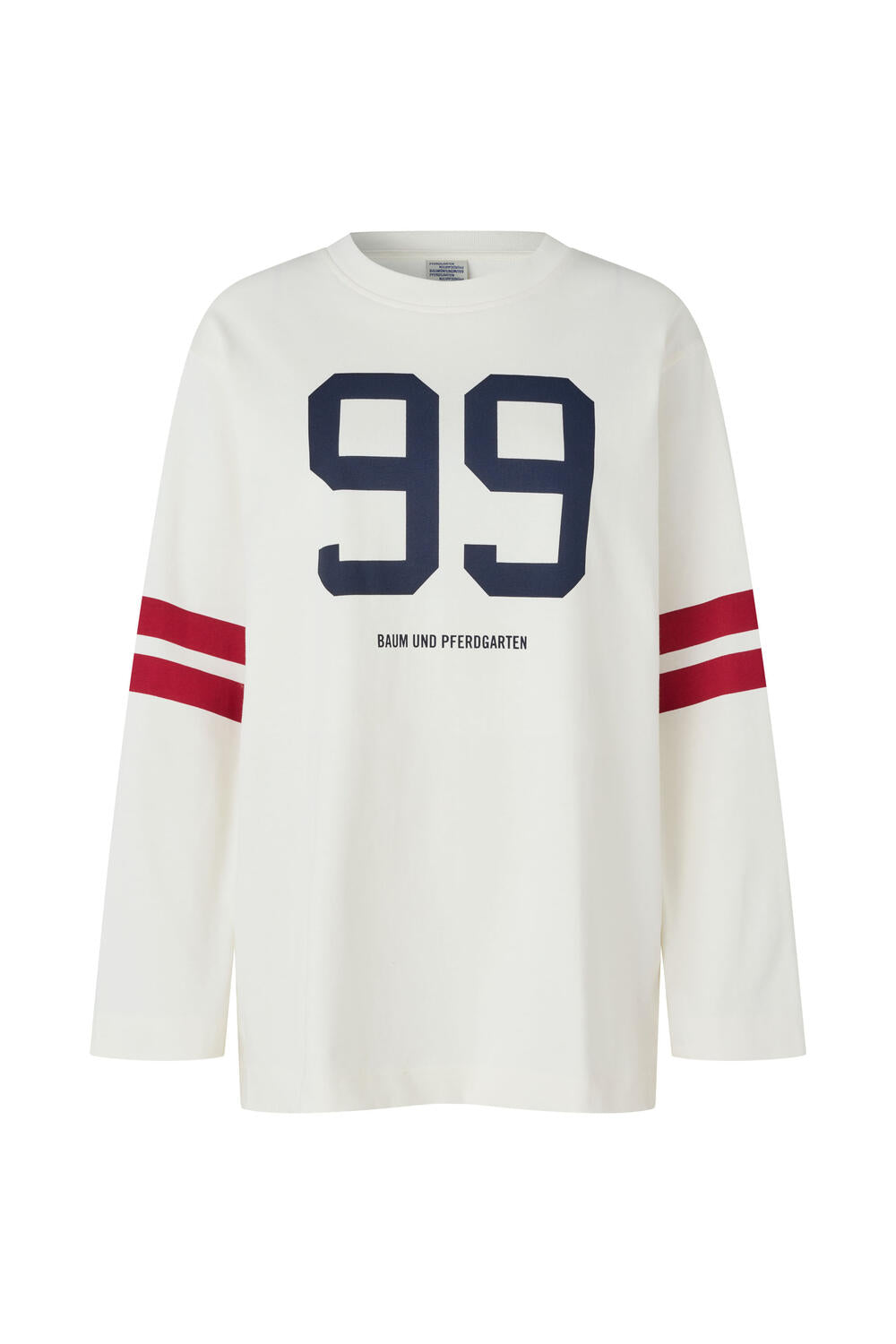 Jeevana langærmet t-shirt - Creme Navy Red 99