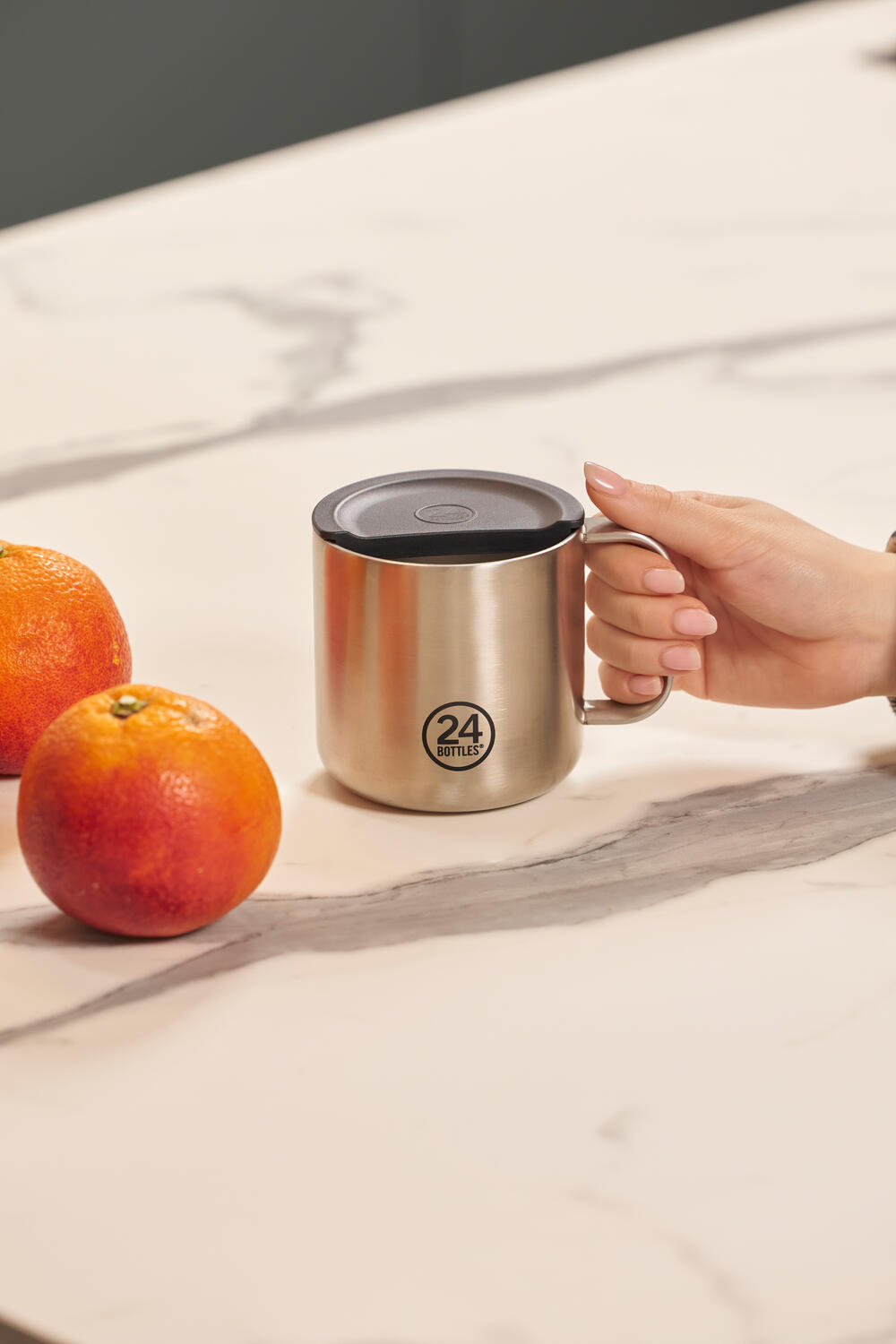 Casa termokop med hank, 340 ml – Brushed Steel