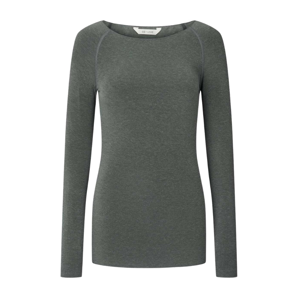 Amalie Wool langærmet t-shirt - Dark Gull Grey