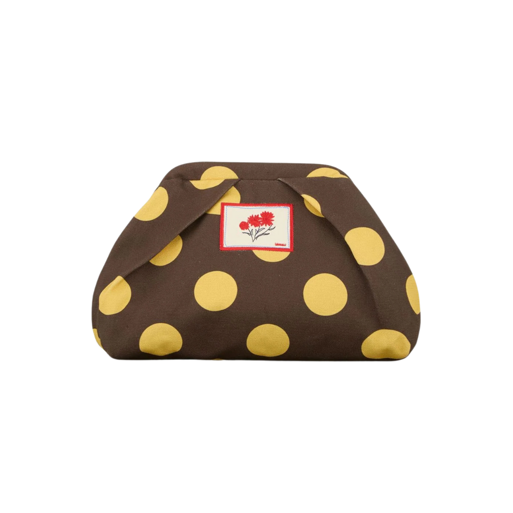 Maxi Polka Canvas Bonita clutch - Hot Fudge Brown