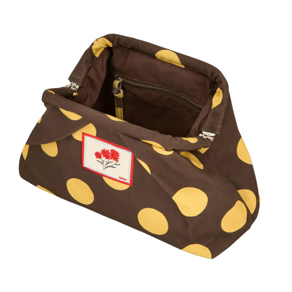 Maxi Polka Canvas Bonita clutch - Hot Fudge Brown