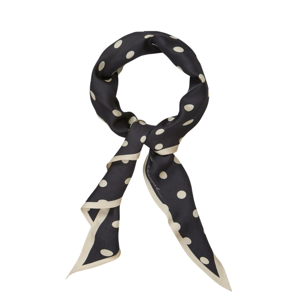 Polka Triangle Sia silketørklæde - sort
