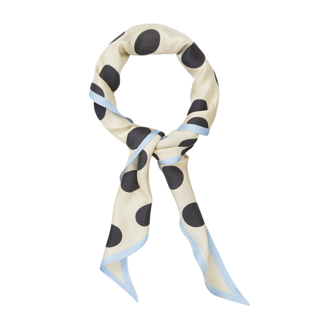 Maxi Polka Triangle Sia silketørklæde - Birch White