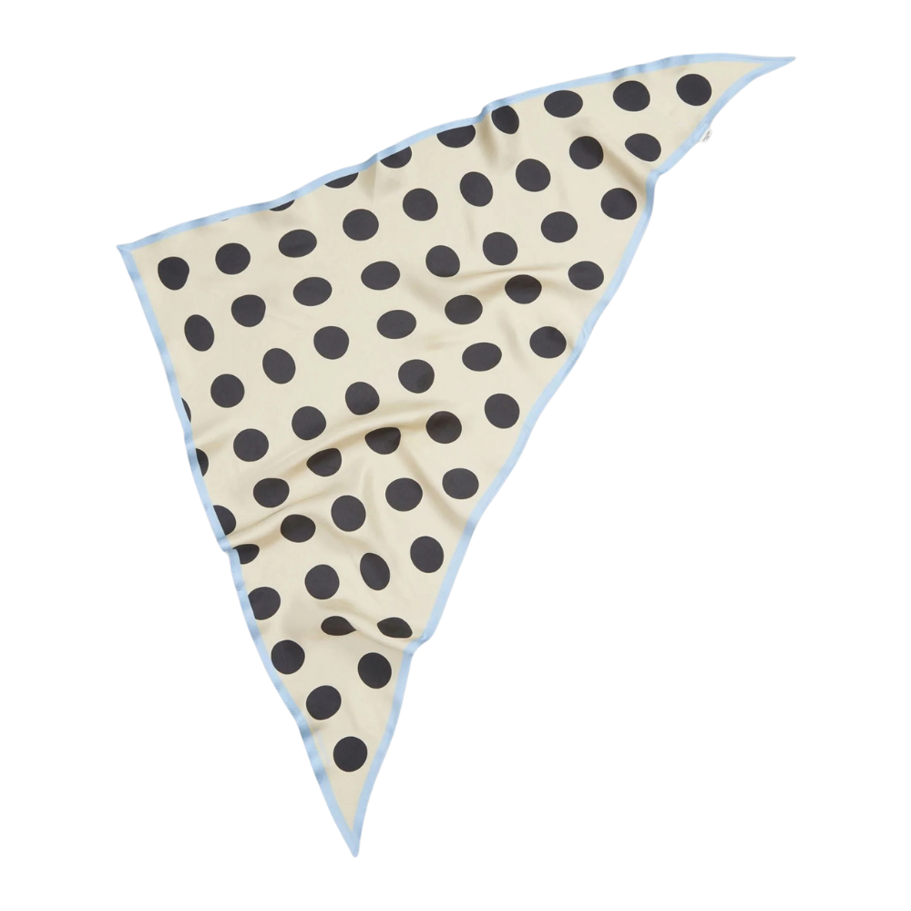 Maxi Polka Triangle Sia silketørklæde - Birch White
