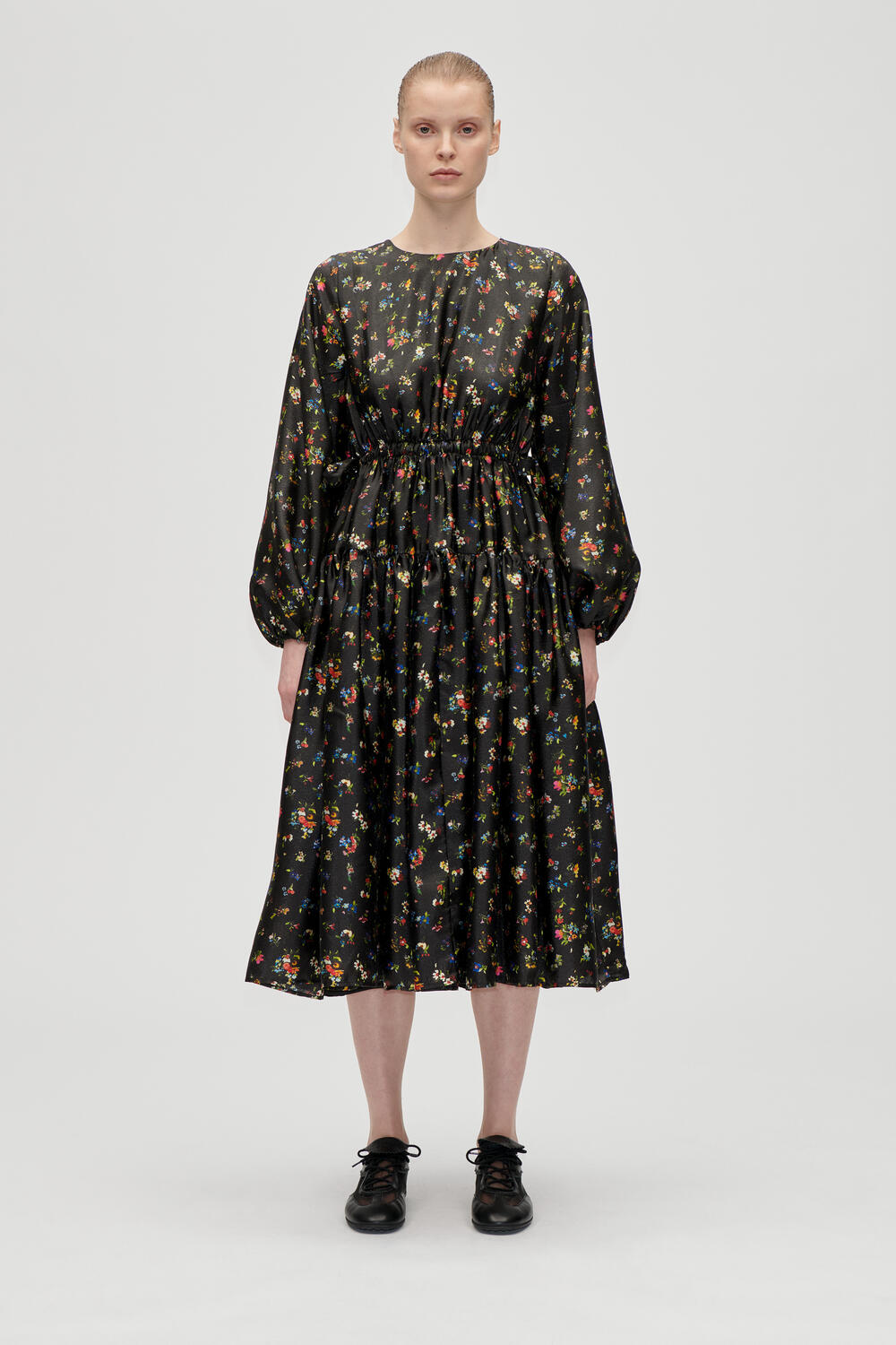 Waist Tie Ruffle midi kjole - Magnolia Garden