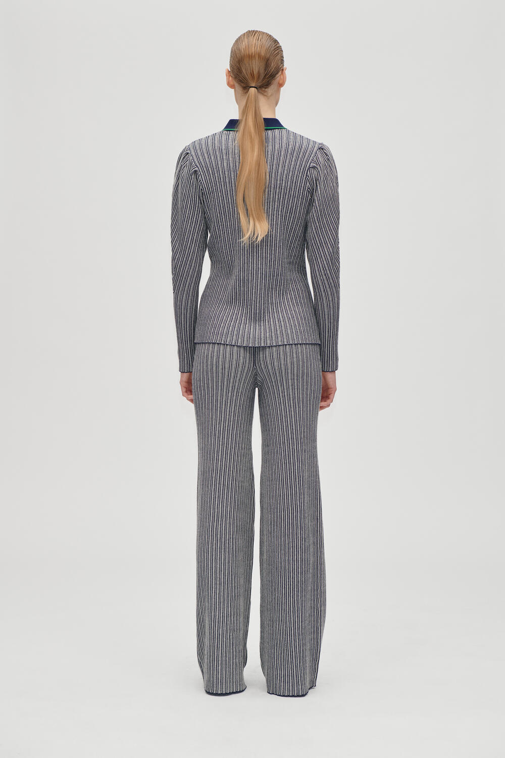 Langærmet strikket polotrøje - Soft Striped Rib