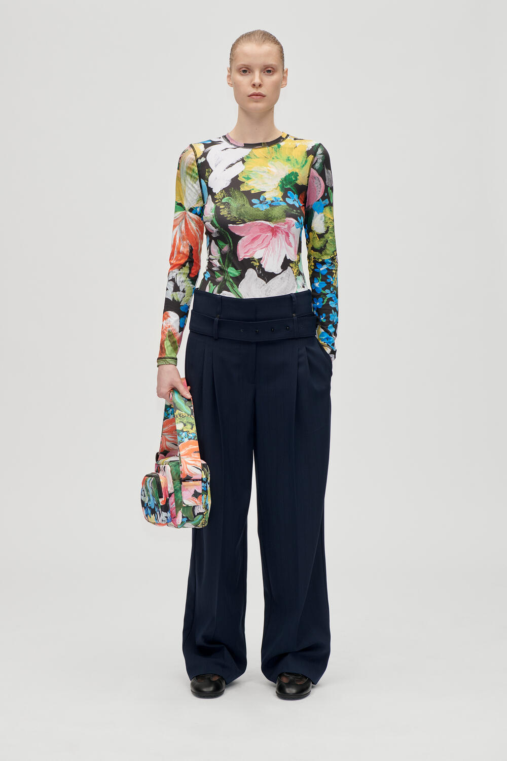 Belted Tailored bukser - mørkeblå