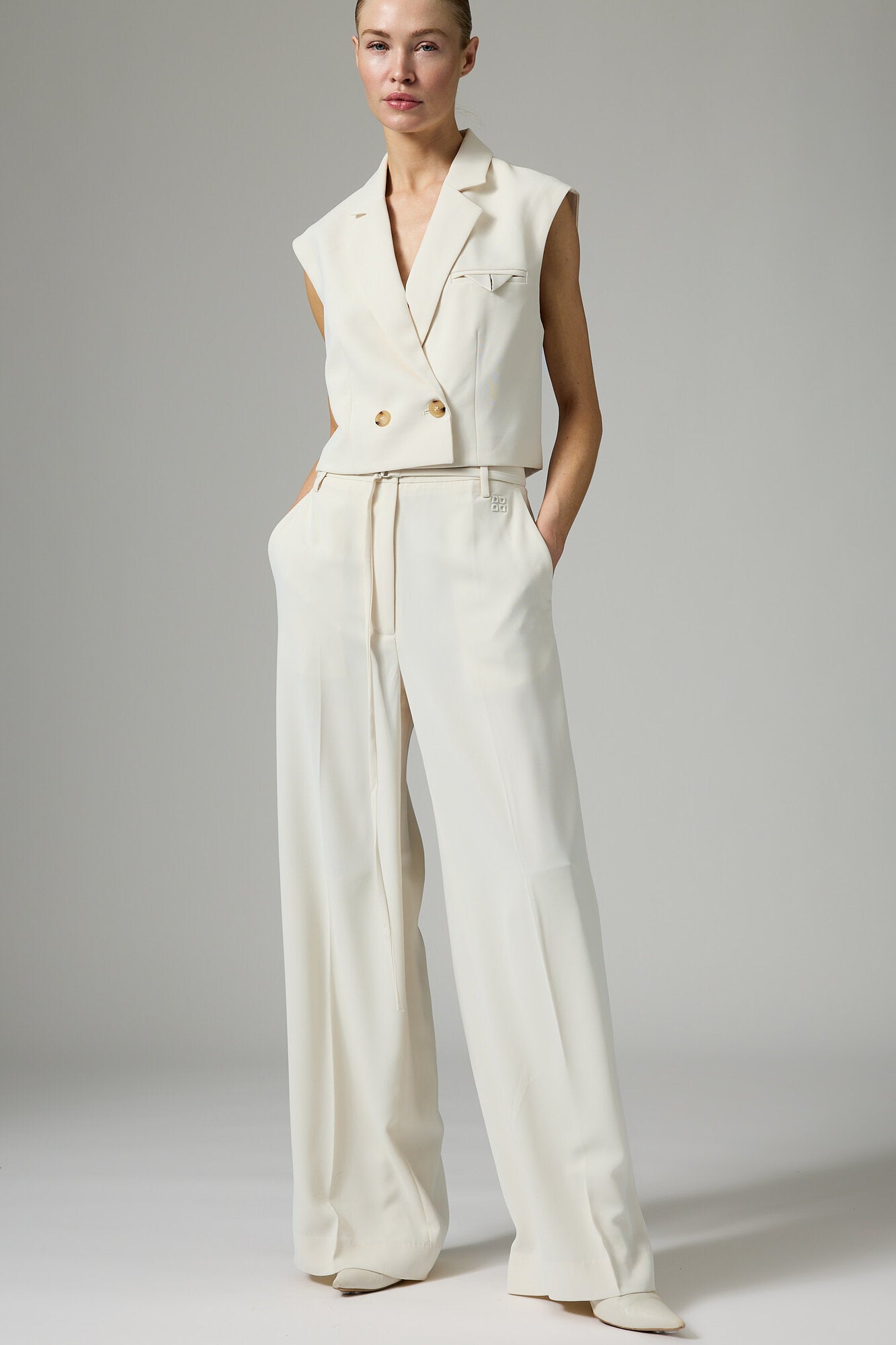 Elina Classic Garbardine bukser - Ivory Shade