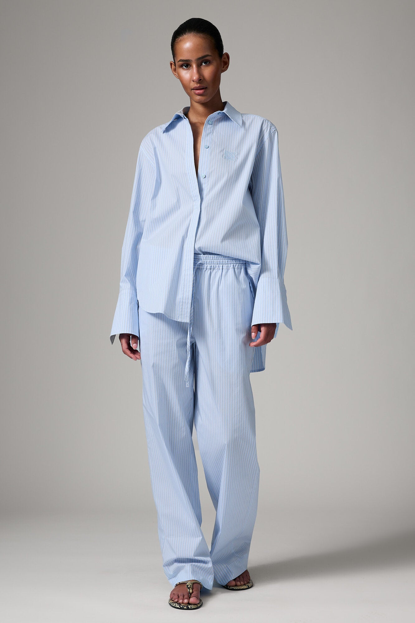 Zena Daylounge Stripe bukser - Chambray Blue