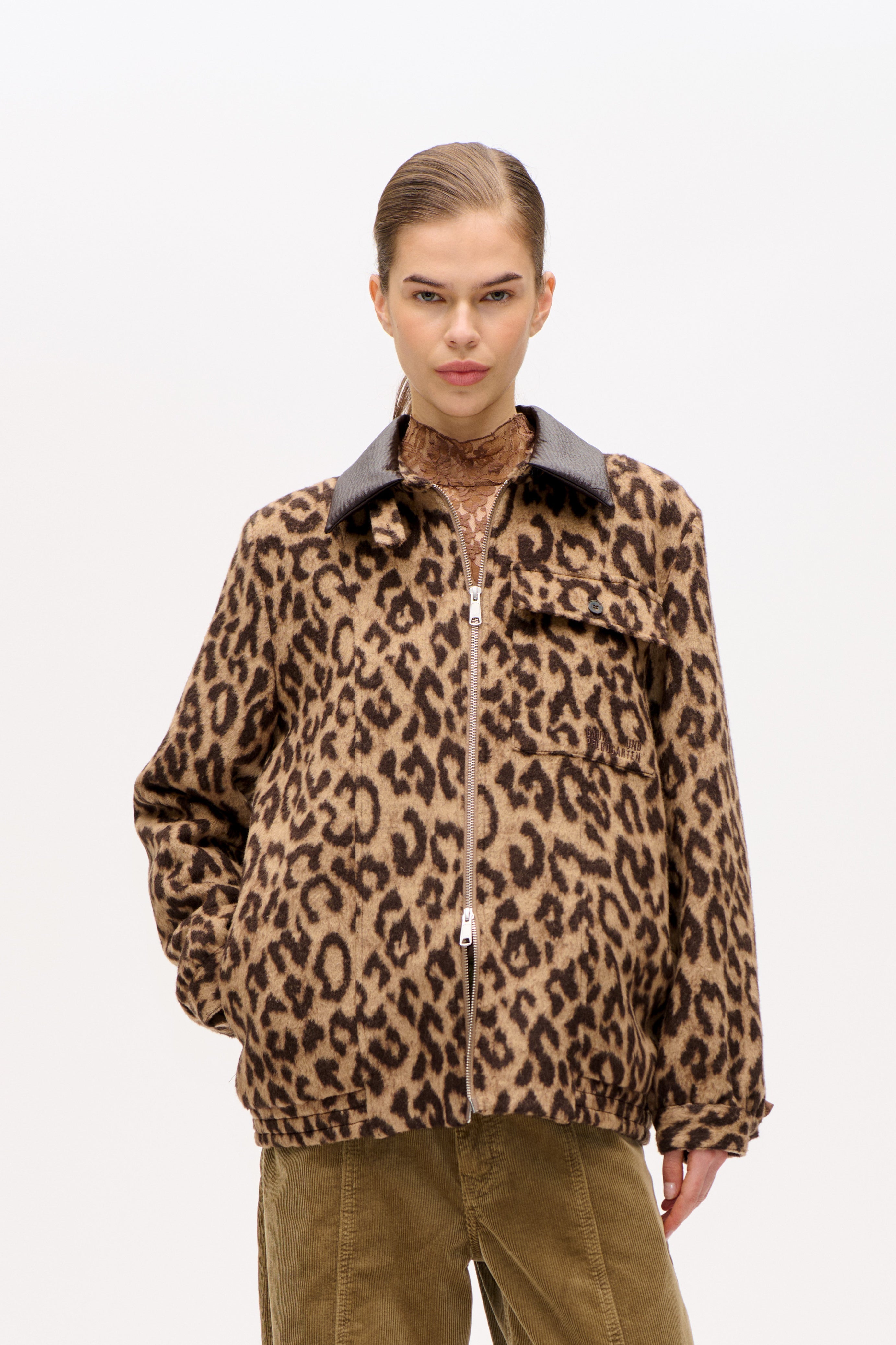 Beline jakke - Wool Camel Leopard