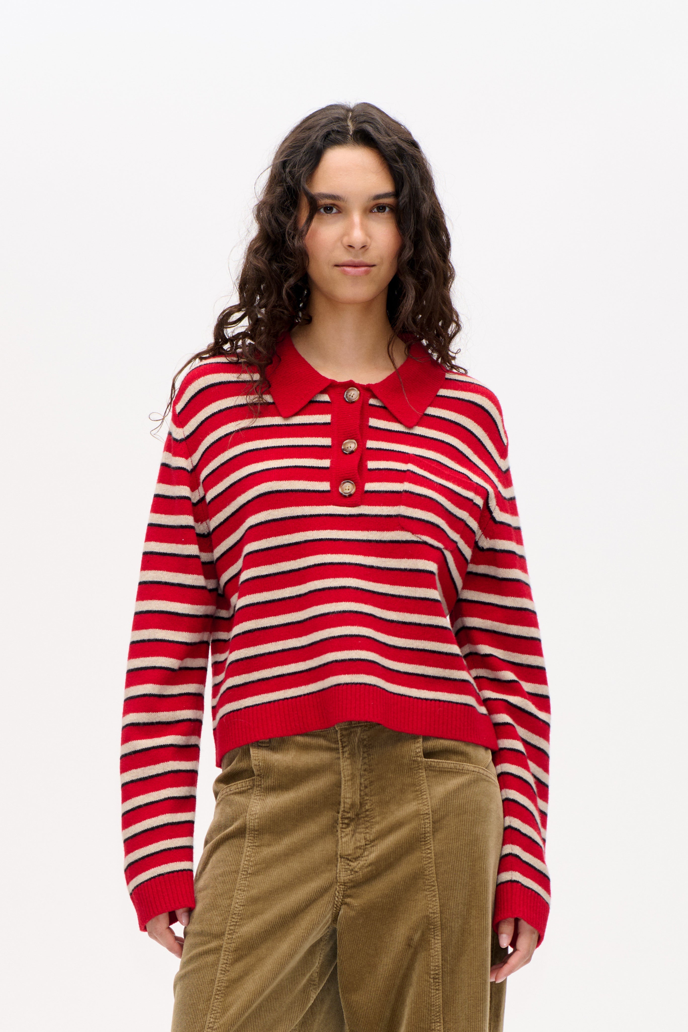 Cori polotrøje - Crimson Red Stripe