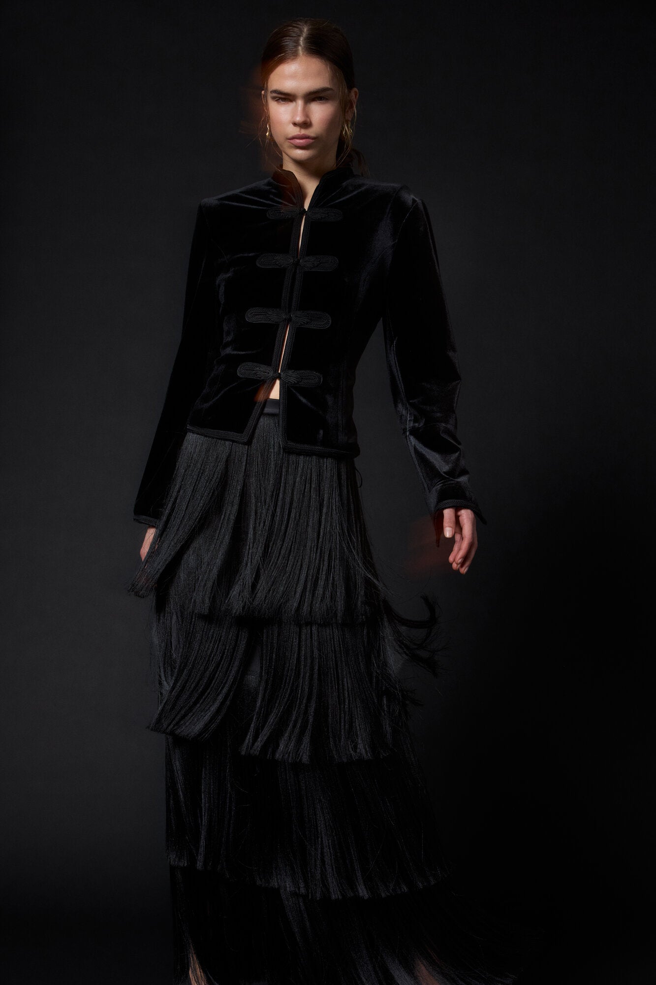 Crown Veloura figursyet blazer – Black