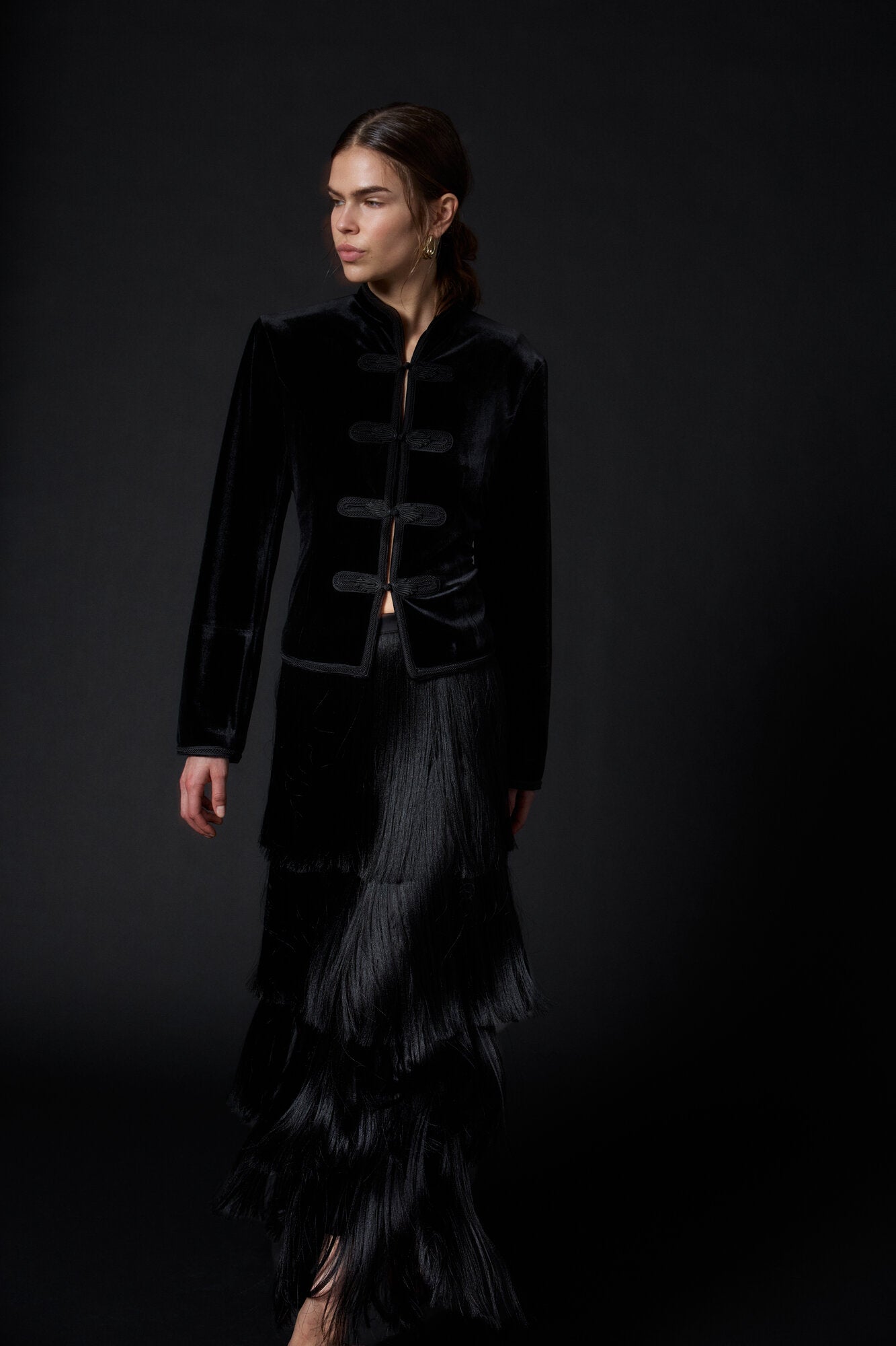 Crown Veloura figursyet blazer – Black