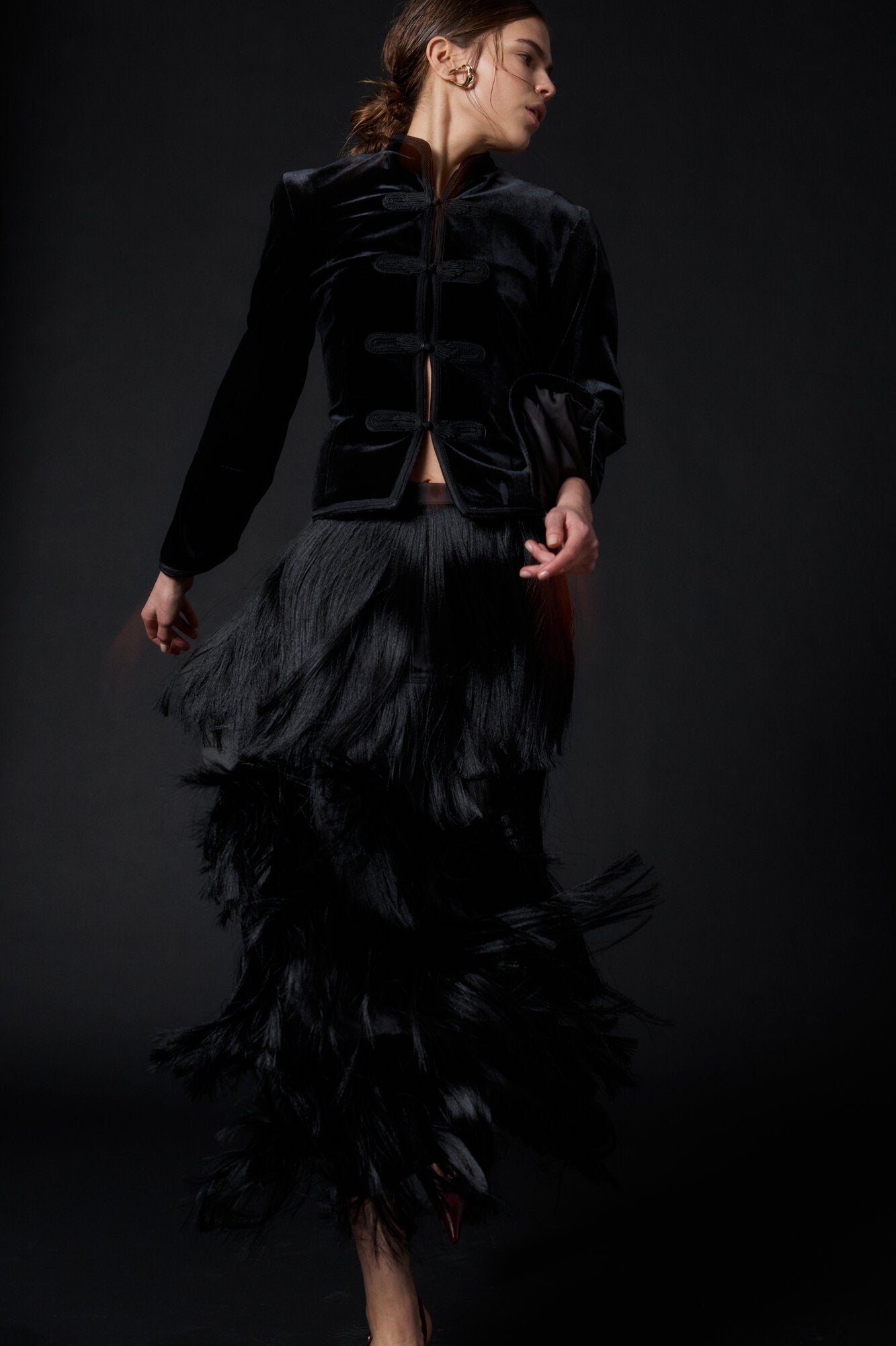 Crown Veloura figursyet blazer – Black