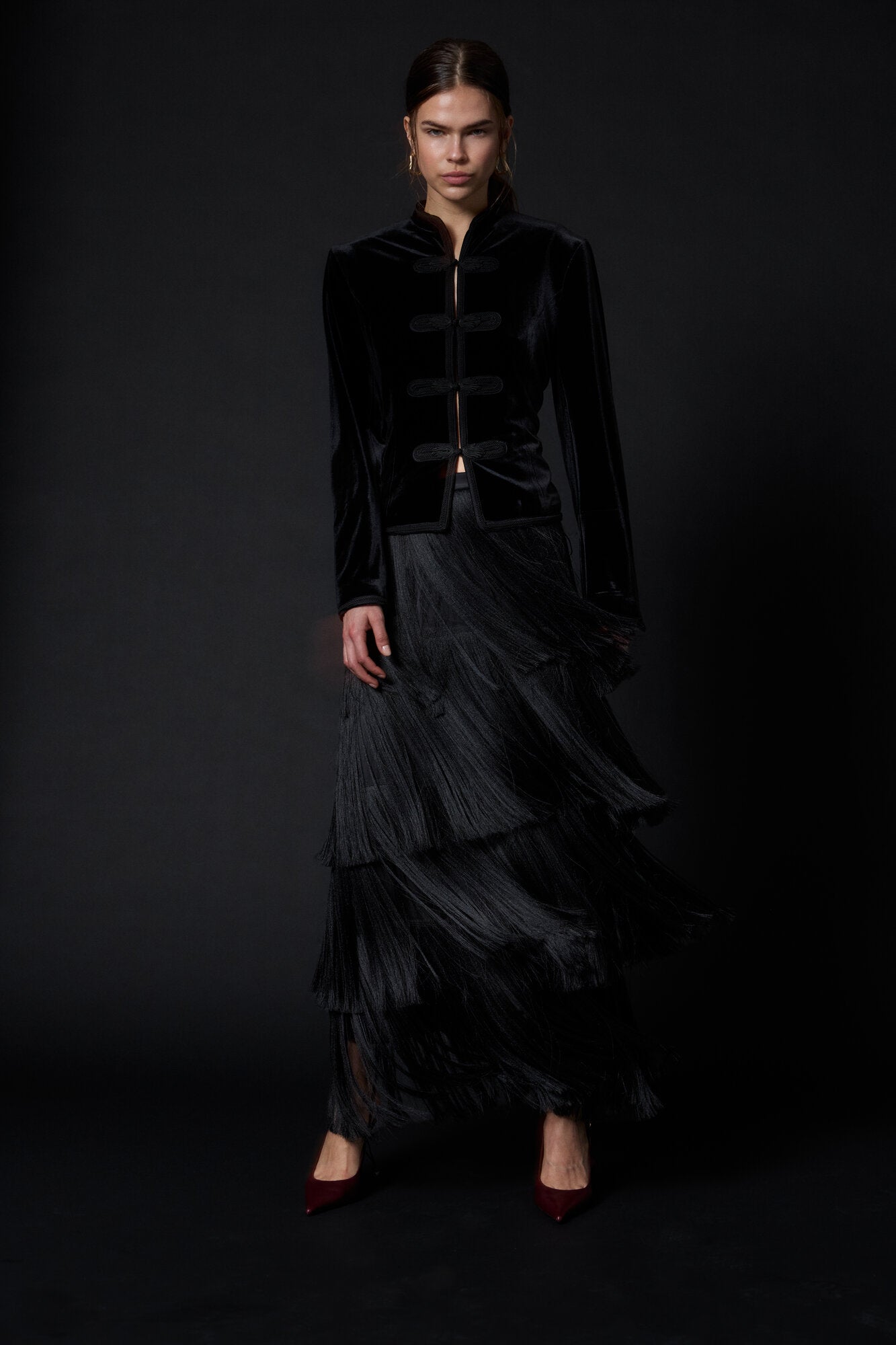 Crown Veloura figursyet blazer – Black