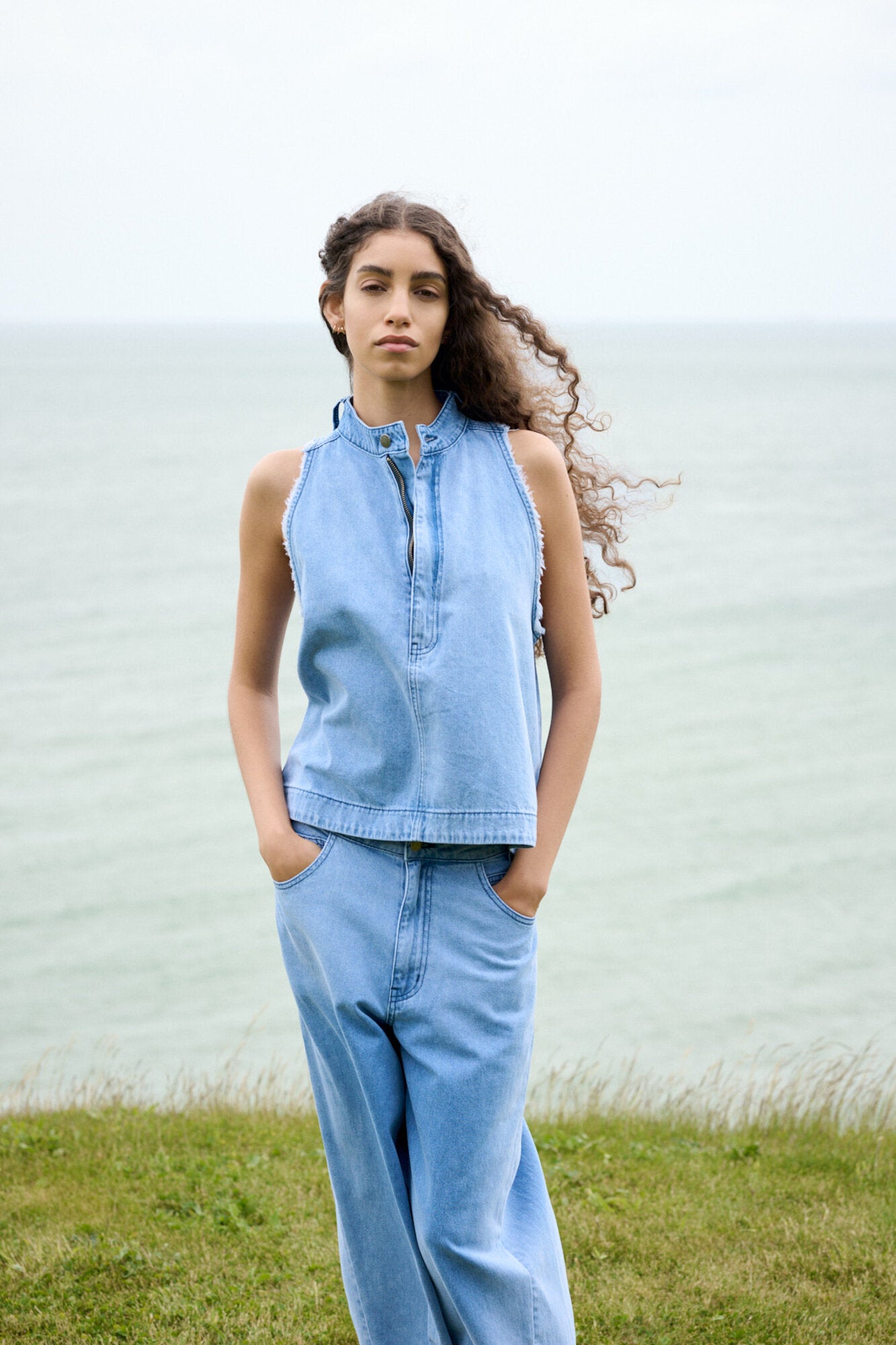 Faya Halter top - Light Washed Denim
