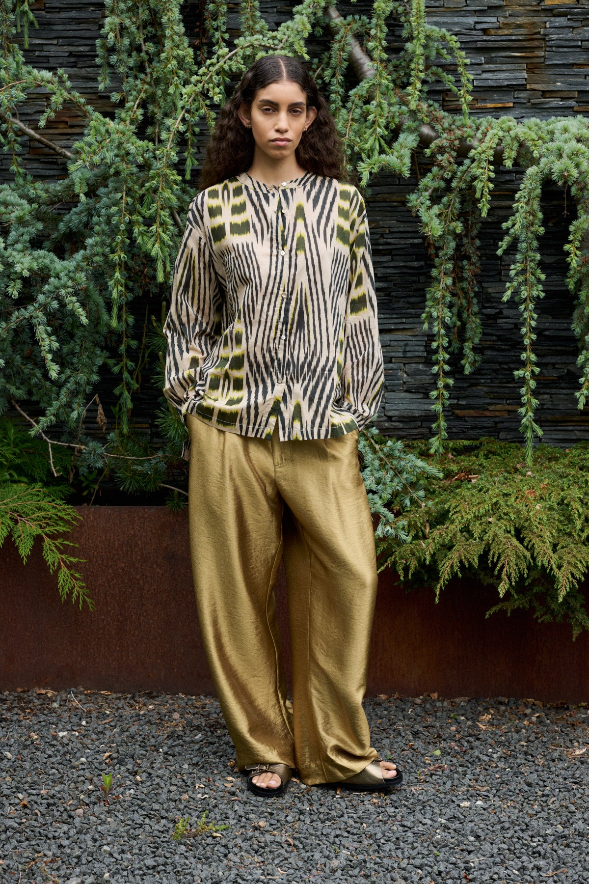 Sibyl Ikat Voile bluse - Forest Pink Sand