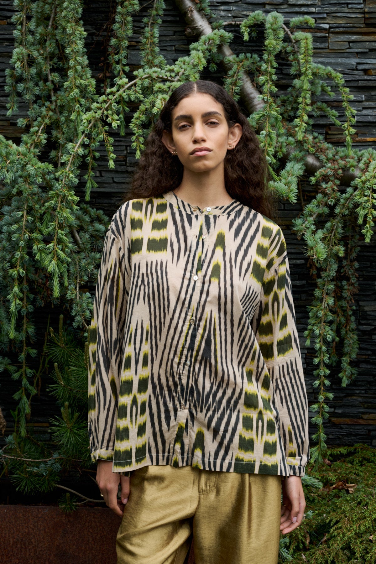 Sibyl Ikat Voile bluse - Forest Pink Sand