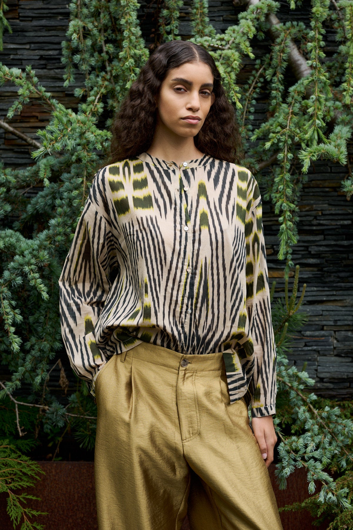 Sibyl Ikat Voile bluse - Forest Pink Sand