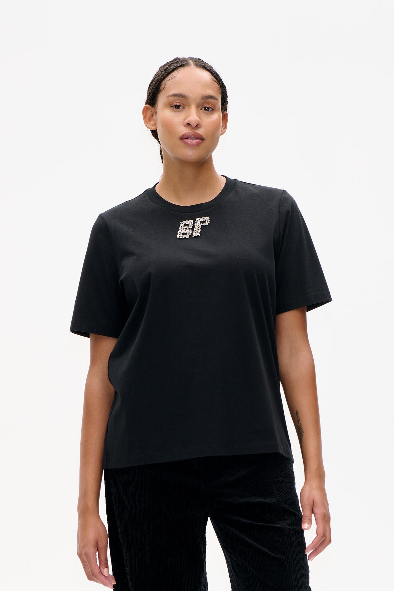 Jawo t-shirt - Black Rhinestones