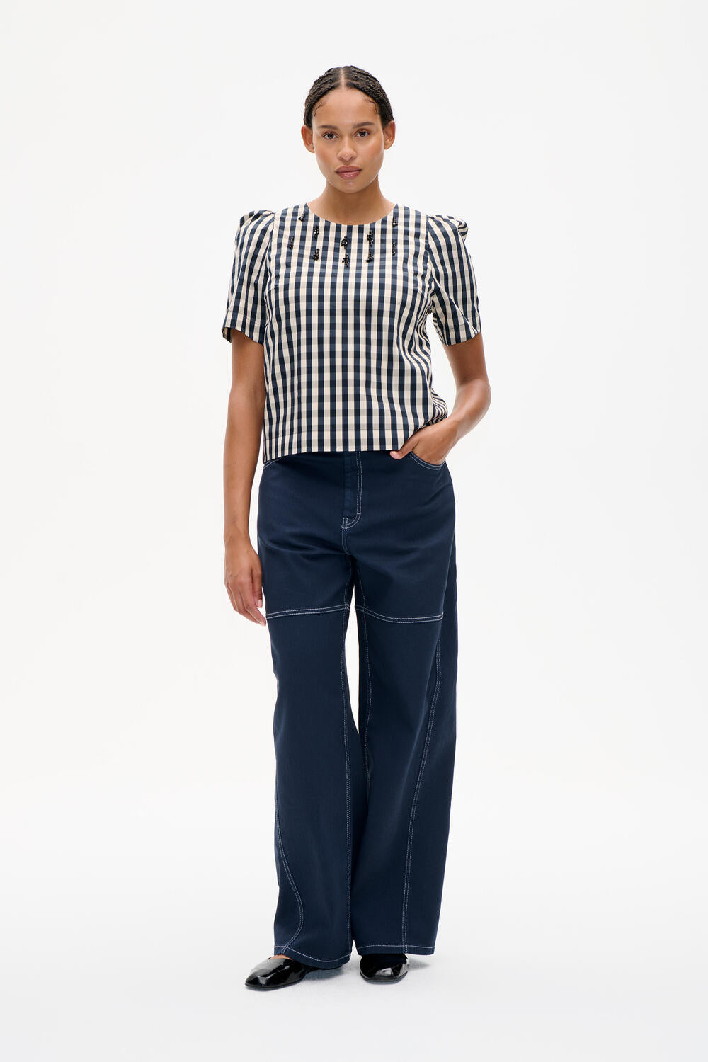 Minu bluse - Navy Creme Check