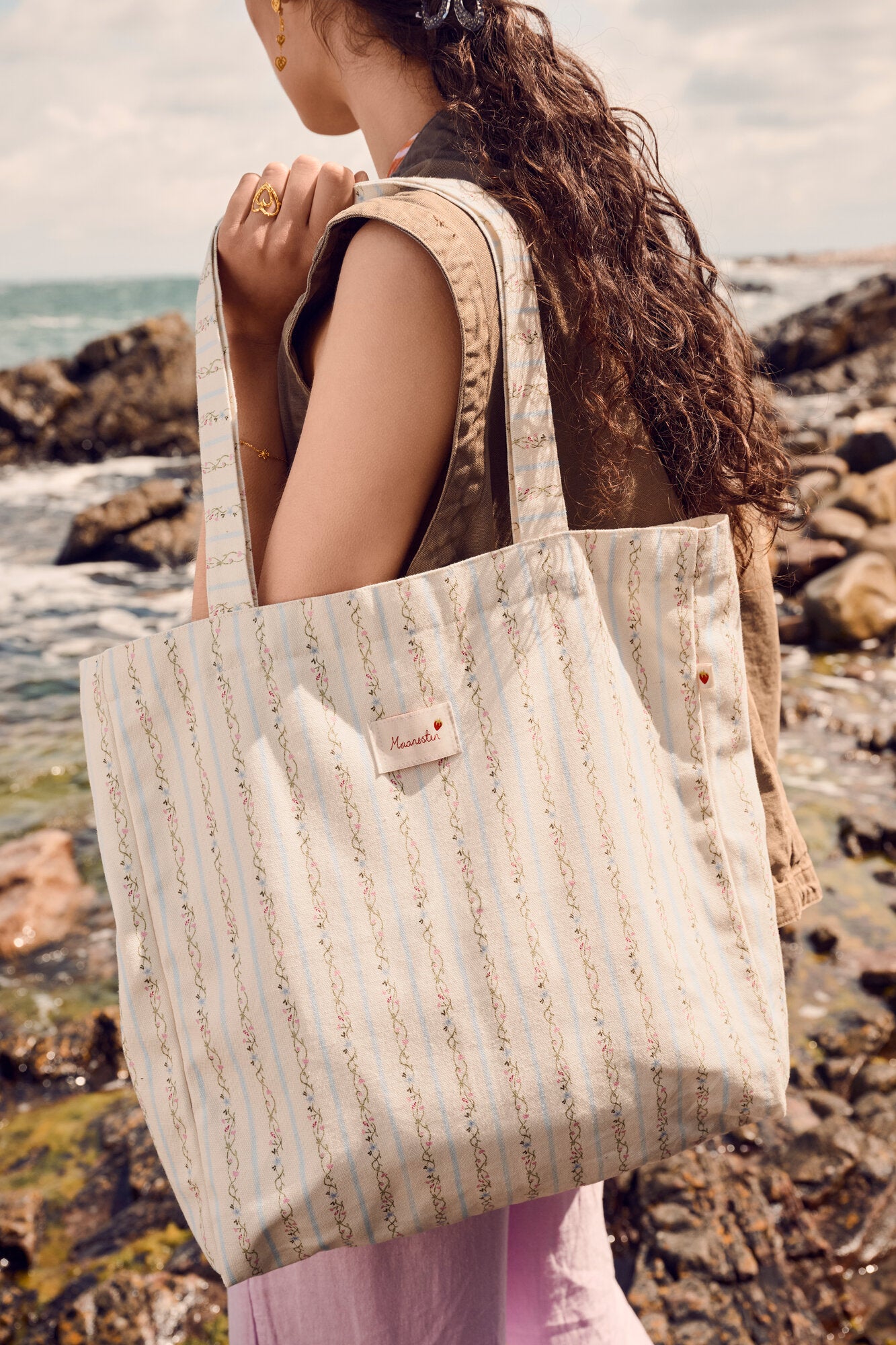 Canvas tote bag - Summer Stripes Blue