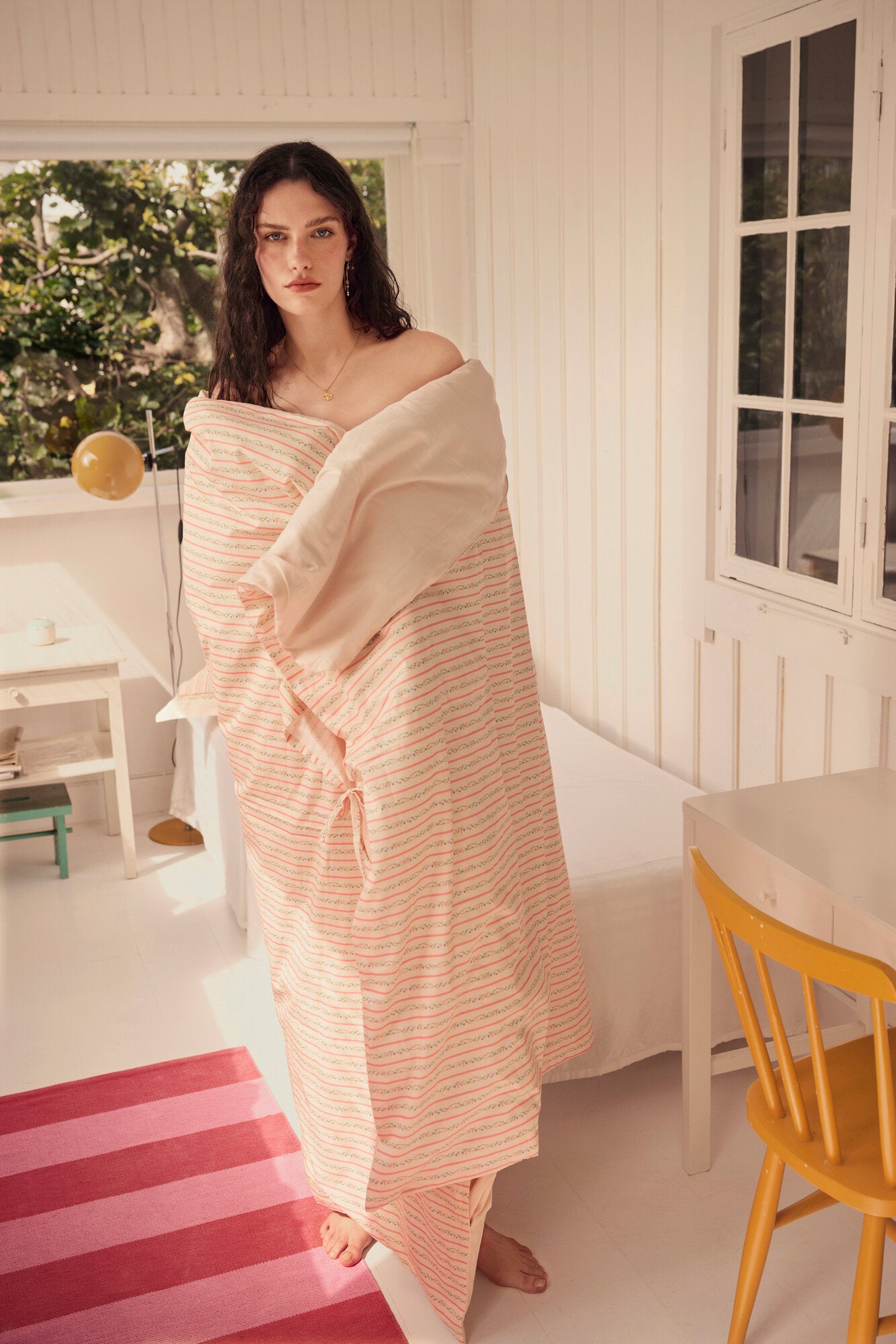 Sengesæt, 200x140 cm - Summer Stripe Peach