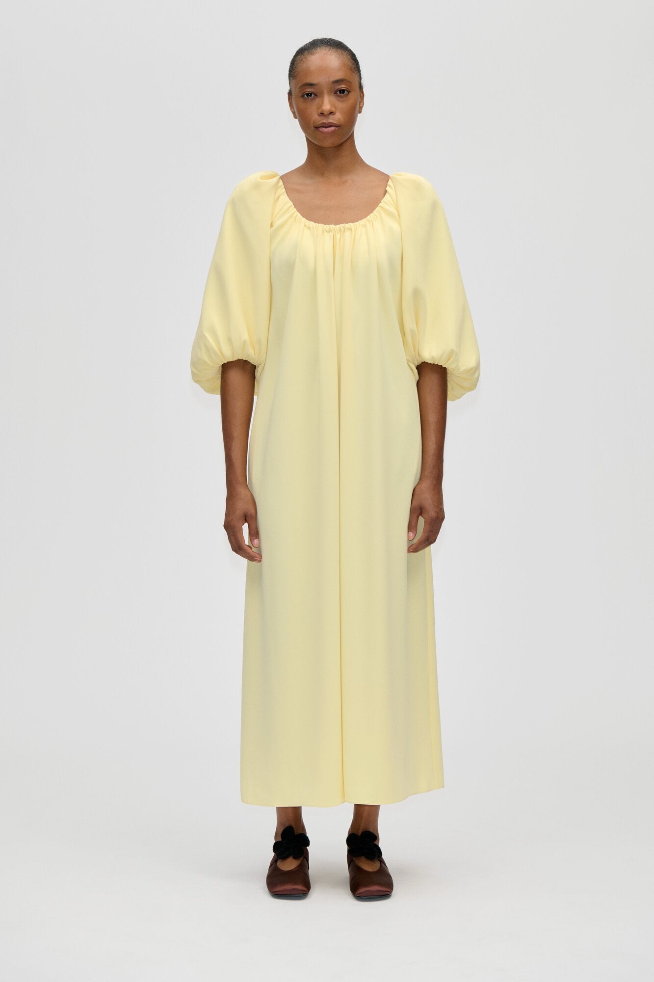 Romantic Voluminous Sleeve kjole - Pastel Yellow