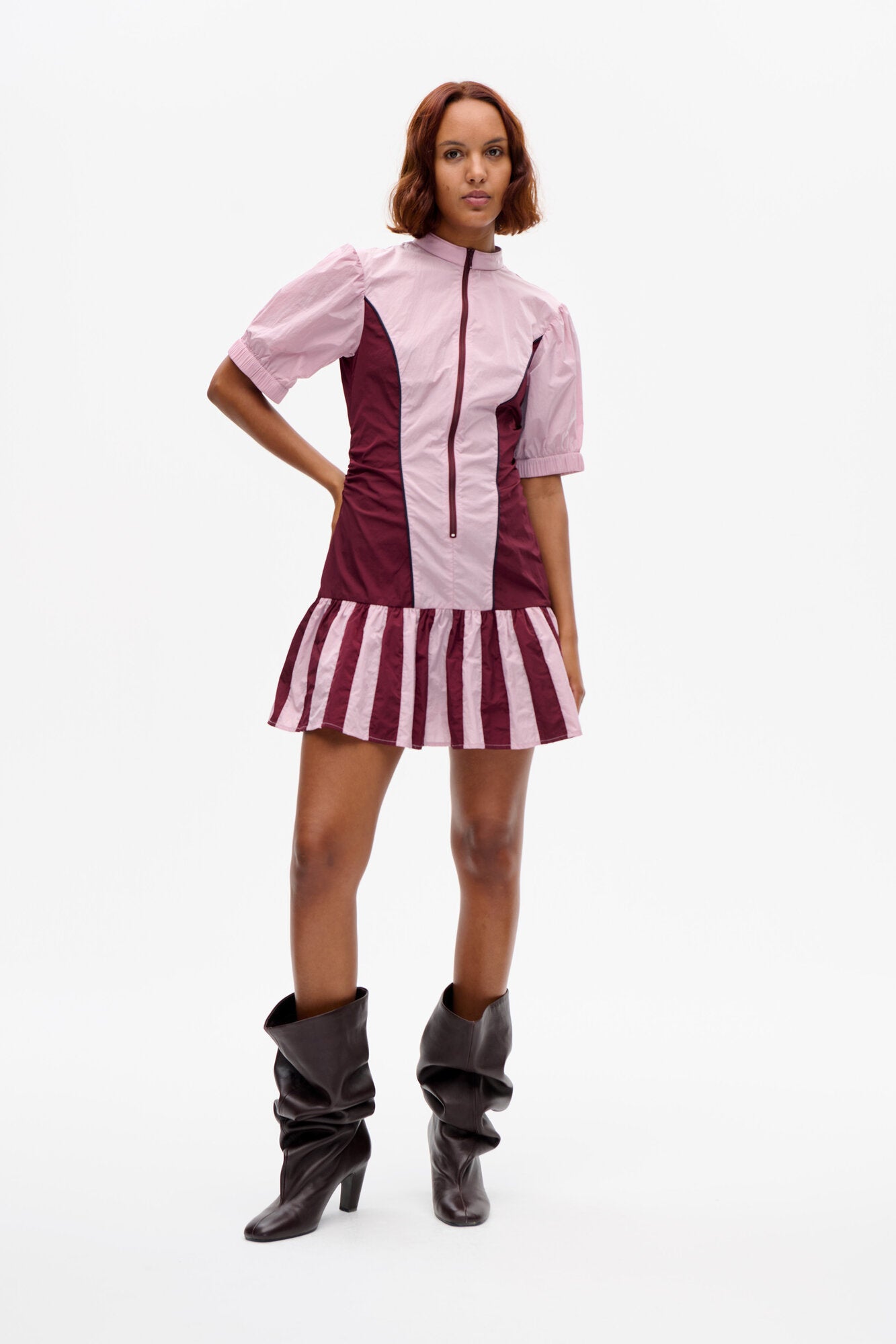 Anitha kjole - Bordeaux Pink Mix