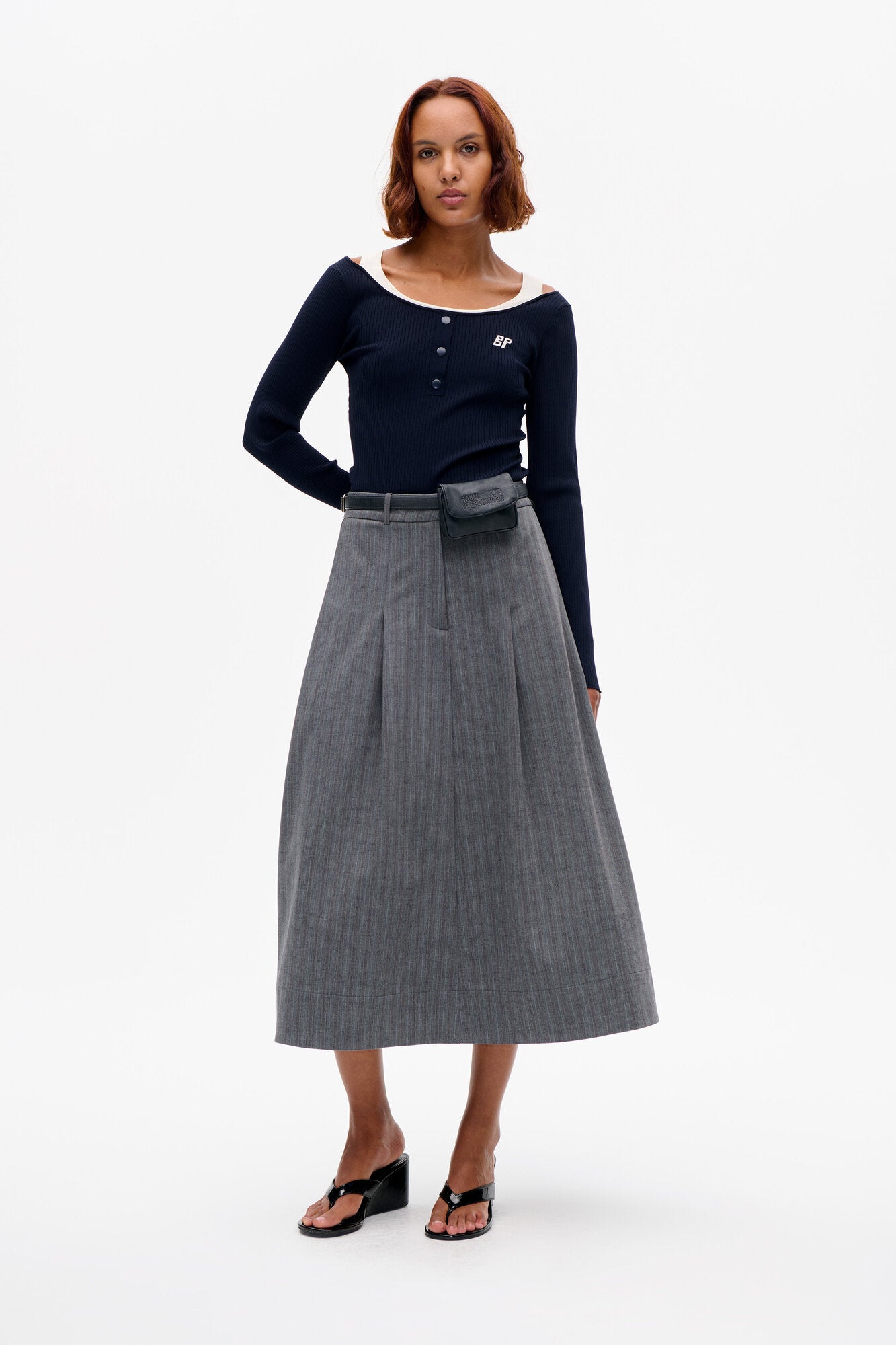 Sabrinna nederdel - Grey Stripes